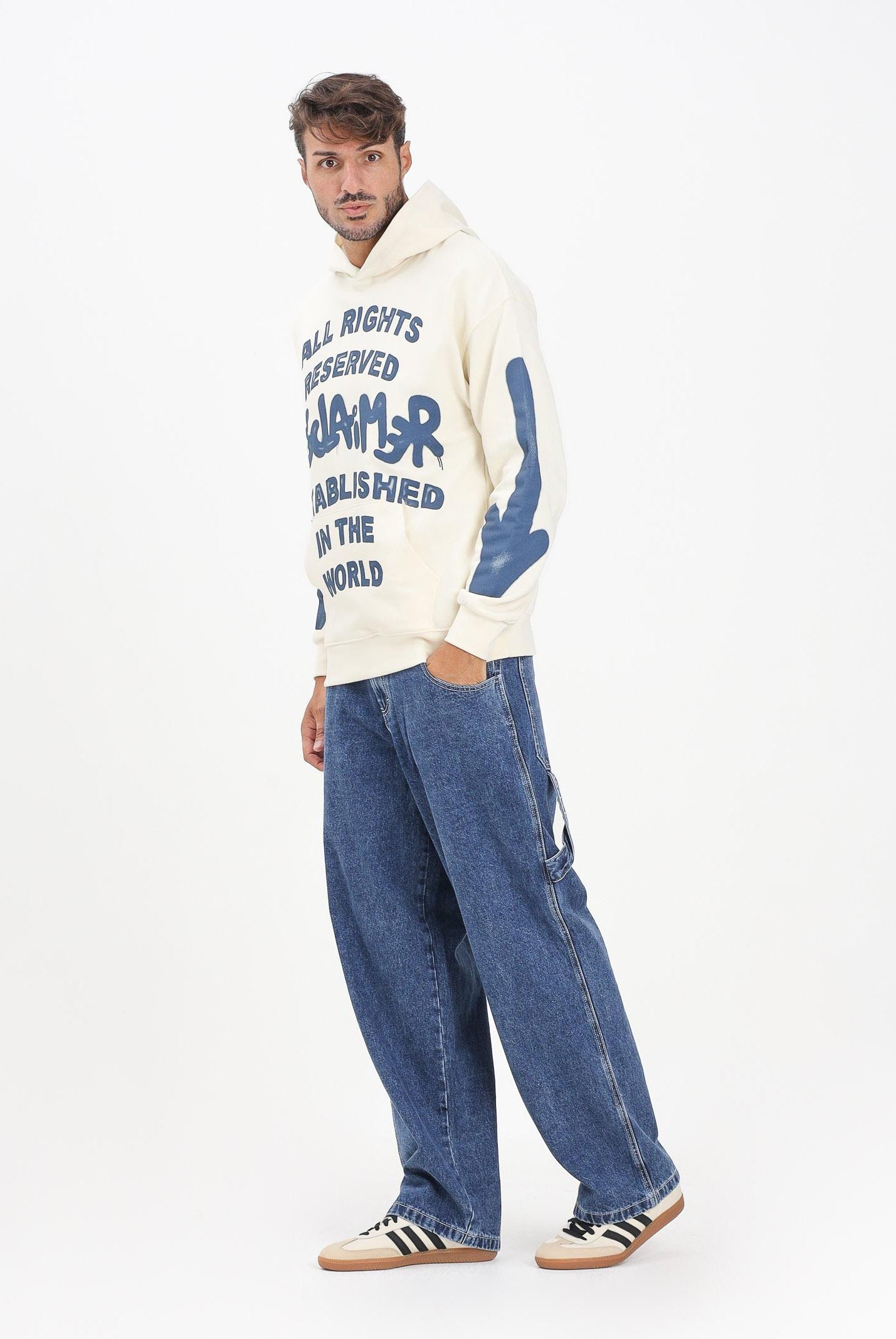 DISCLAIMER Jeans in denim blu da uomo con logo sul retro 25IDS55146 BL DISCLAIMER