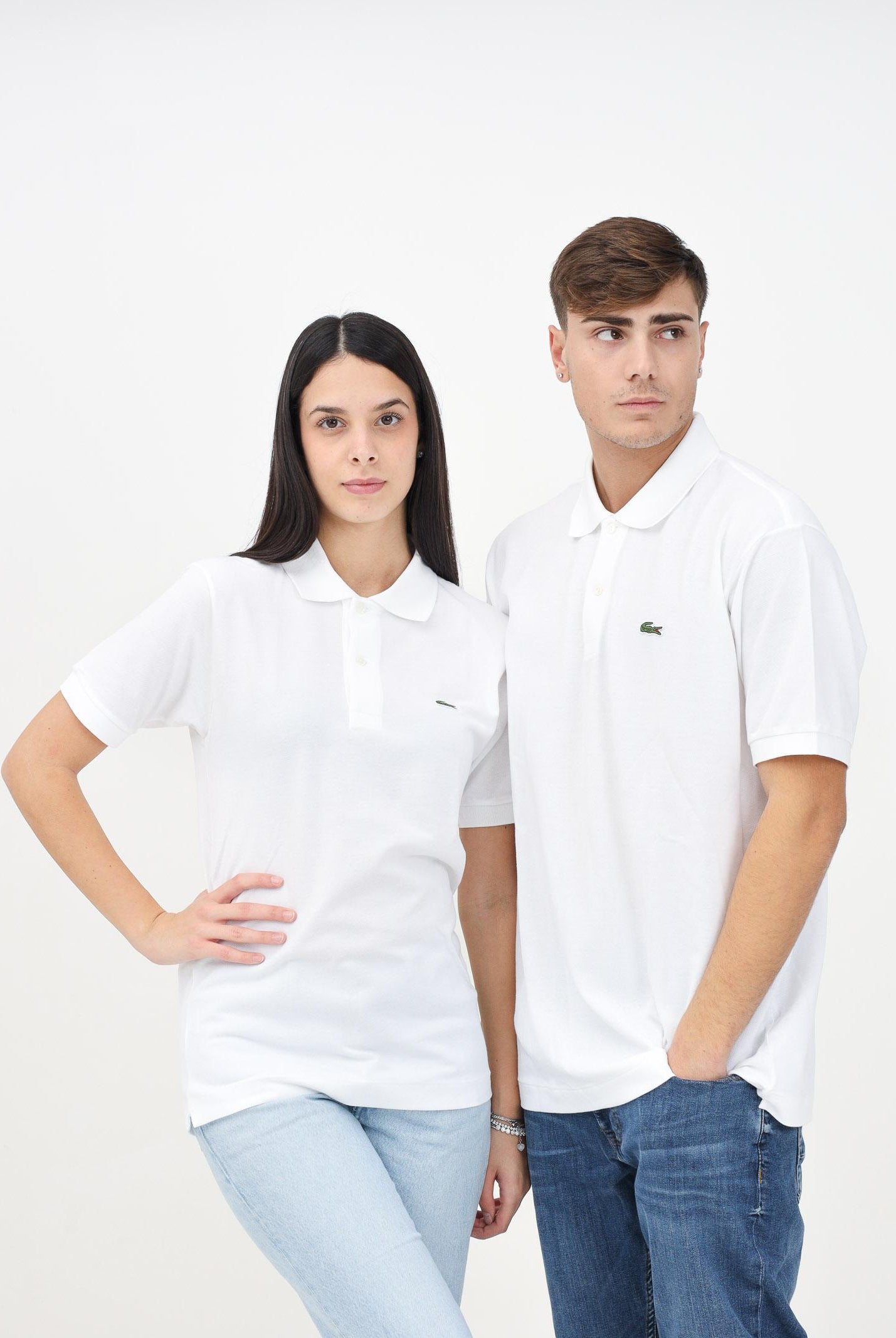 LACOSTE Polo bianca per uomo e donna con patch logo coccodirllo 1212 001 LACOSTE