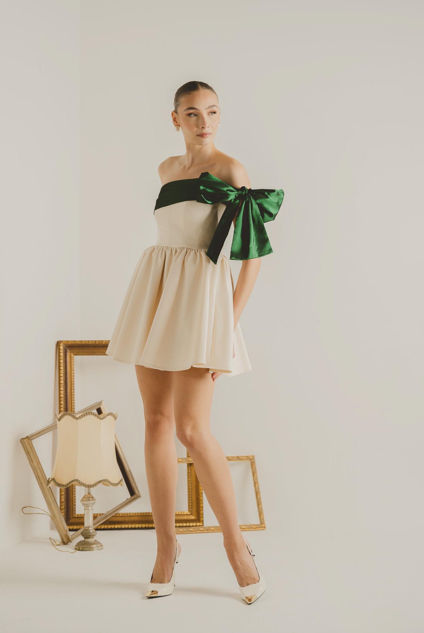 SANTAS Abito corto GRÂCE panna da donna PV2617 PAVE SANTAS