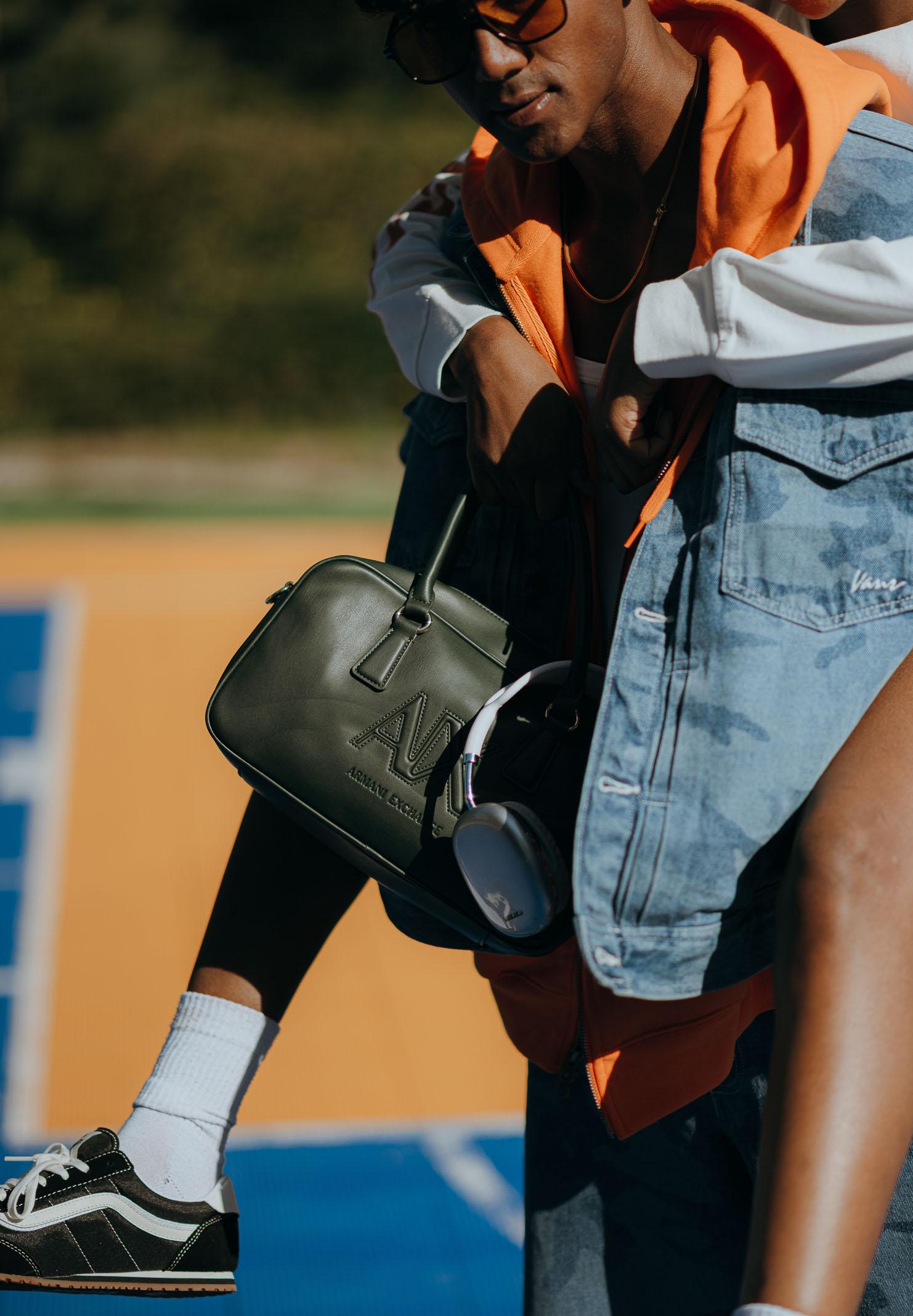 ARMANI EXCHANGE Borsa a spalla verde da donna con ricamo logo XW001566AF15634 U7304 ARMANI EXCHANGE