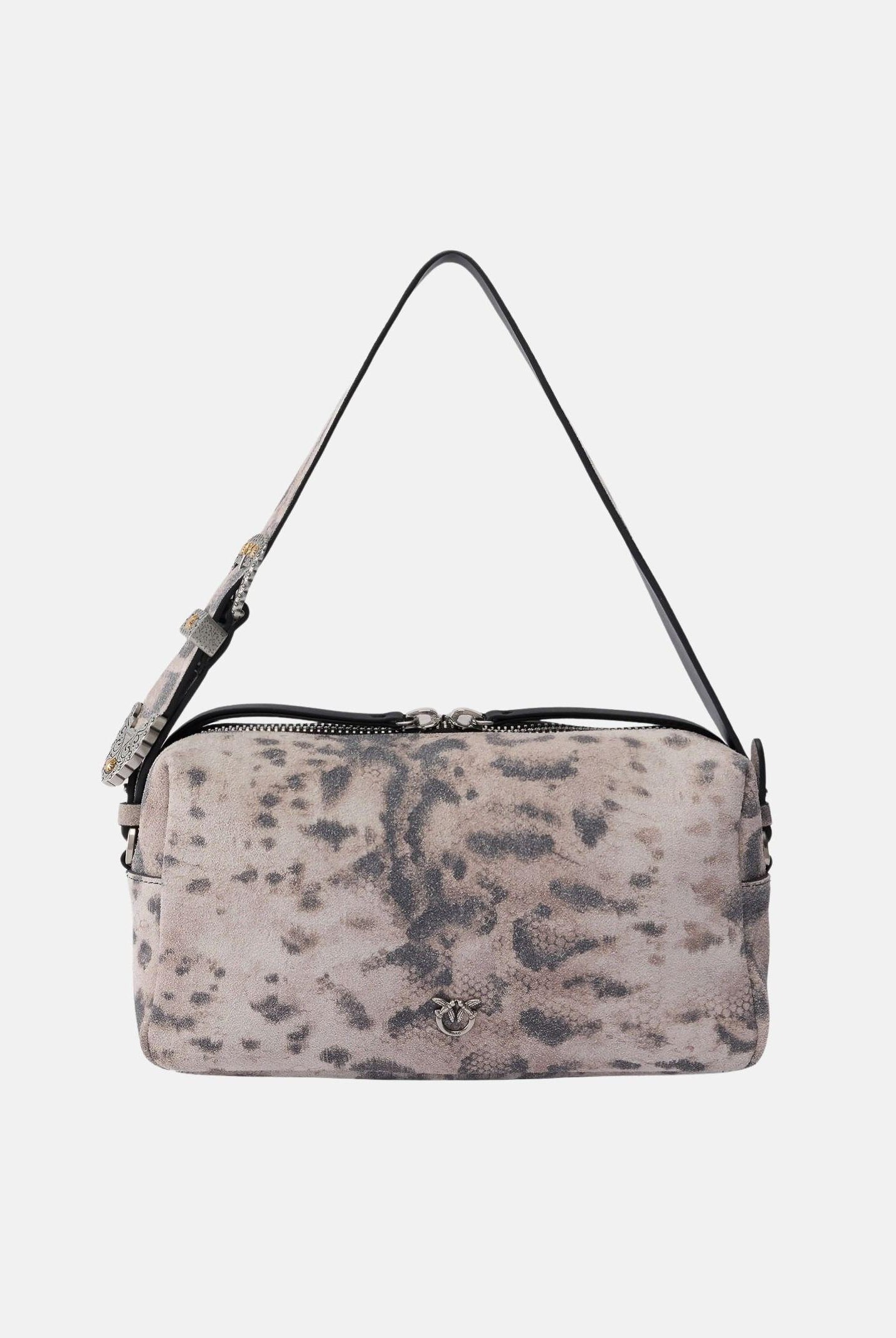 PINKO Borsa a spalla Tricotte grigia da donna con stampa animalier effetto pitone 106761A39V H8RO PINKO
