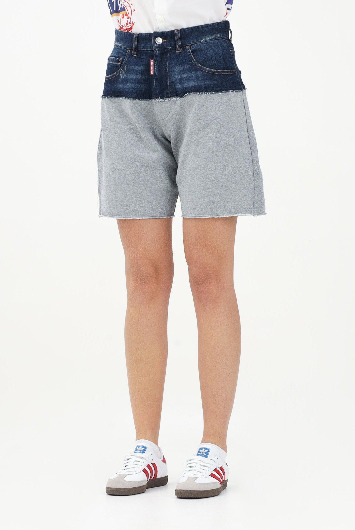 Bermuda in pile grigio e in denim per donna, ragazzi e bambini DQ2769D0ACI DQ937 DSQUARED2