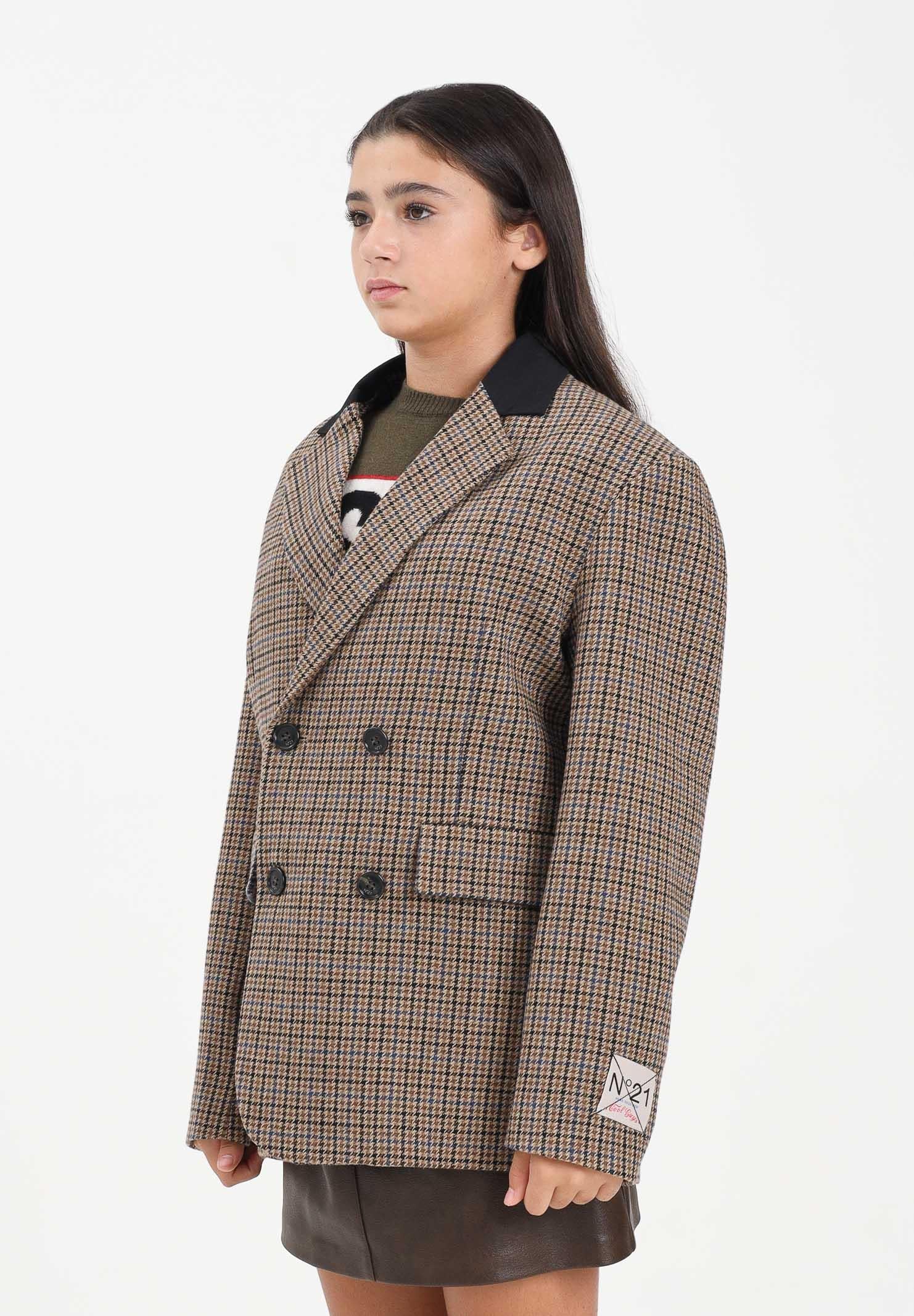 N21 Giacca doppiopetto in Harris Tweed beige per donna e ragazze N2107EN0441 0N720 N21