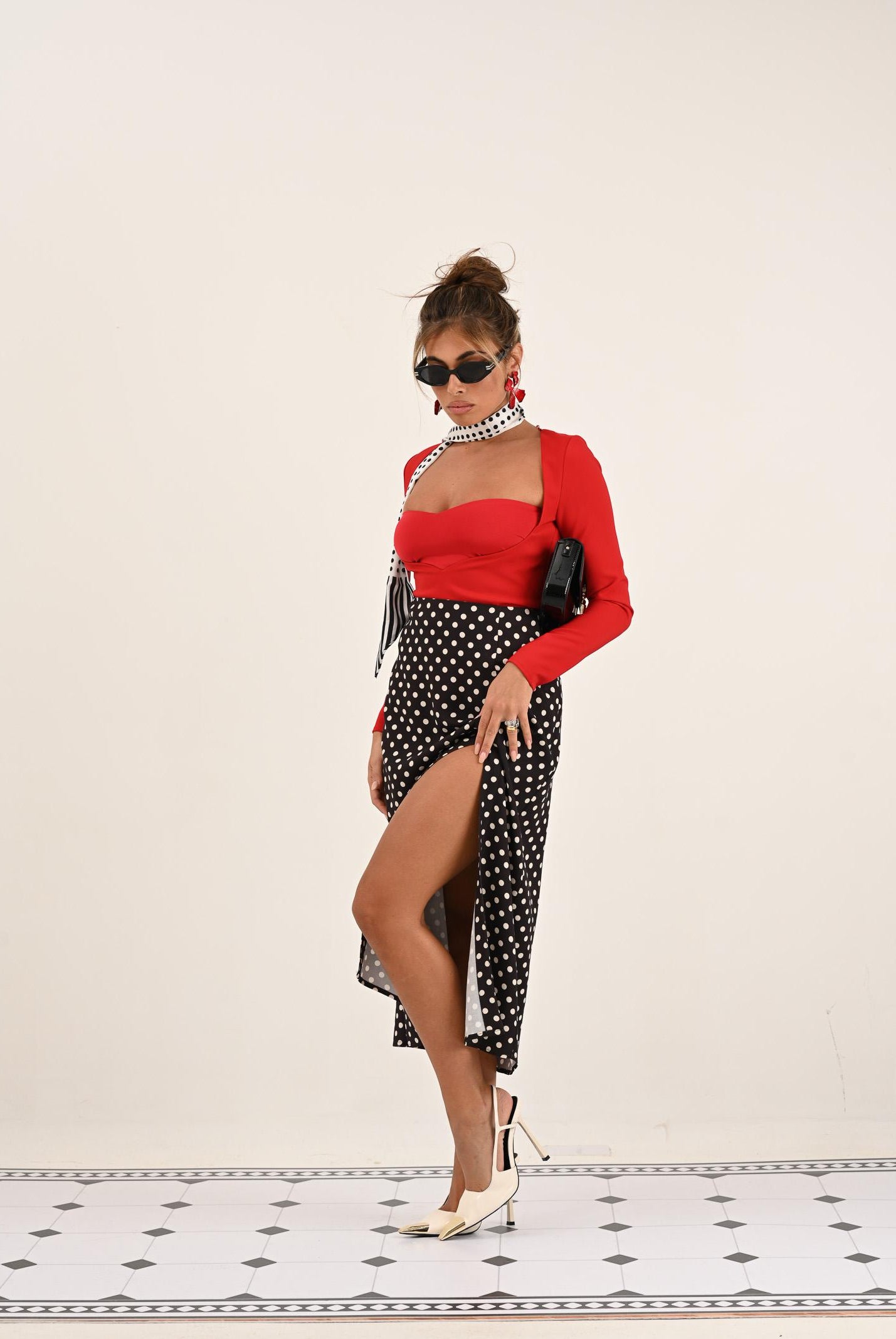 MAR DE MARGARITAS Gonna midi Roxana moro da donna con fantasia a pois MMABW01316 MA57 Mar de margaritas