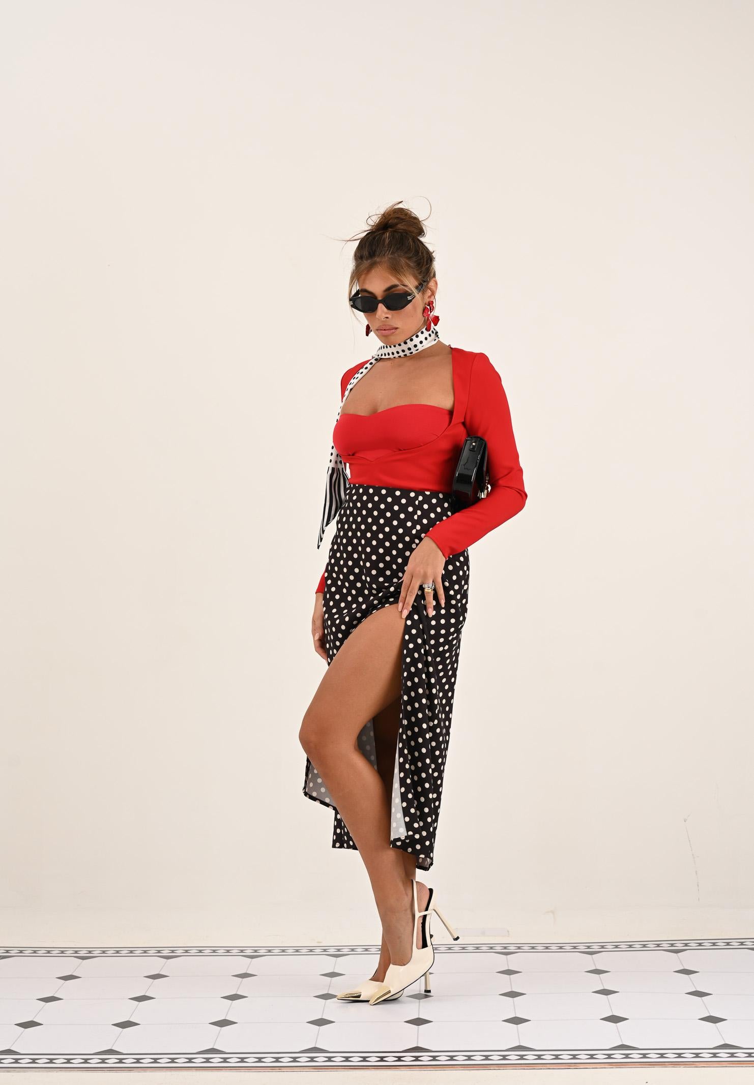 MAR DE MARGARITAS Gonna midi Roxana moro da donna con fantasia a pois MMABW01316 MA57 Mar de margaritas