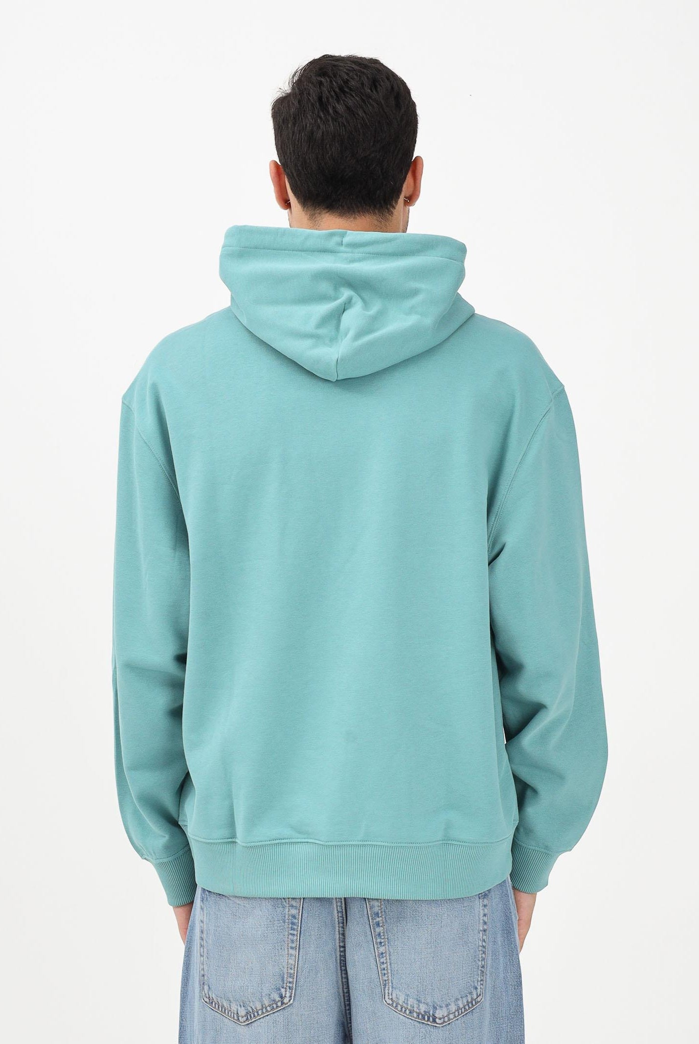 CALVIN KLEIN JEANS Felpa con cappuccio verde acqua da uomo con logo LV04RD243G2IR . CALVIN KLEIN JEANS