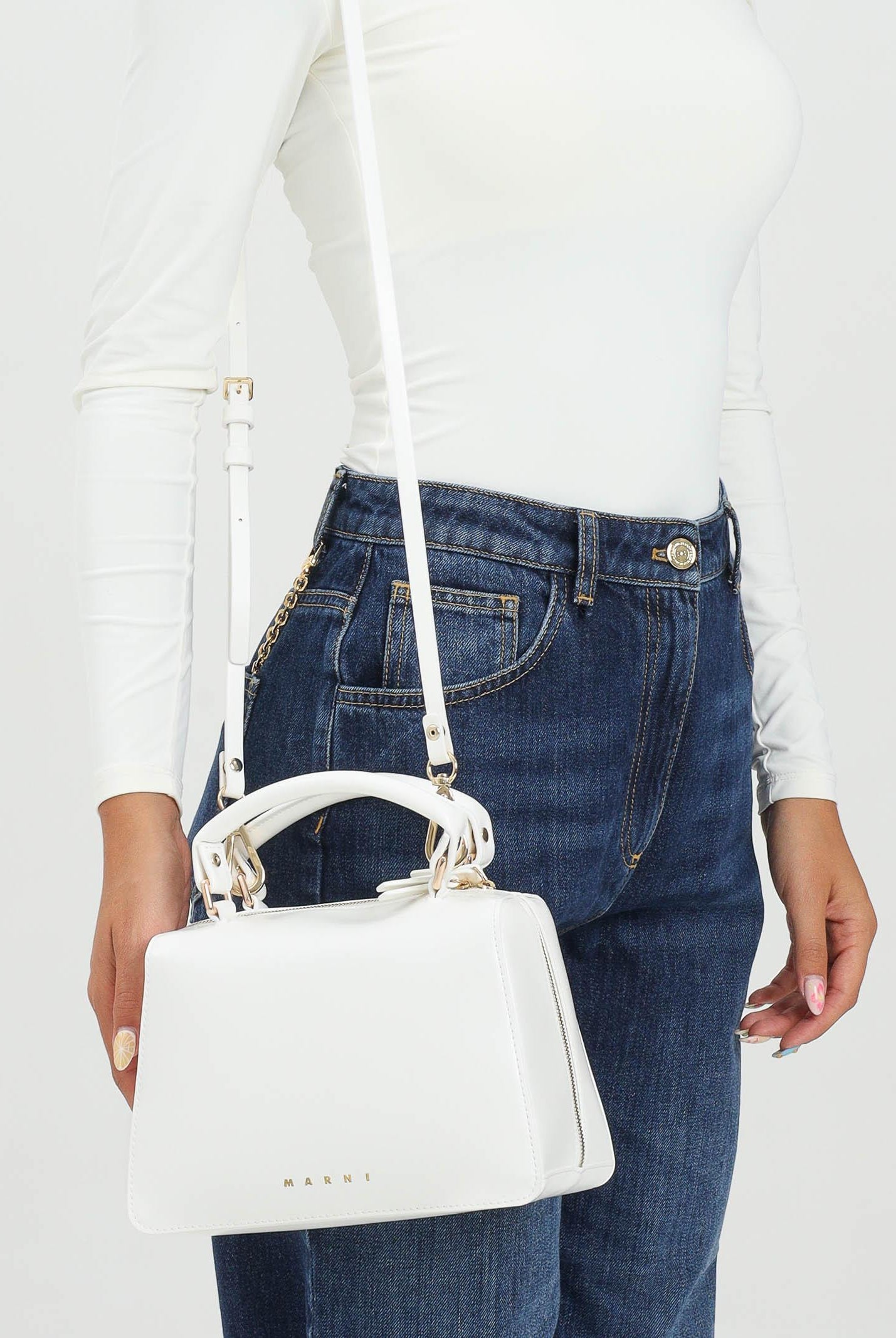 MARNI Borsa a mano bianca da donna con logo M01608M00TK 0M114 MARNI