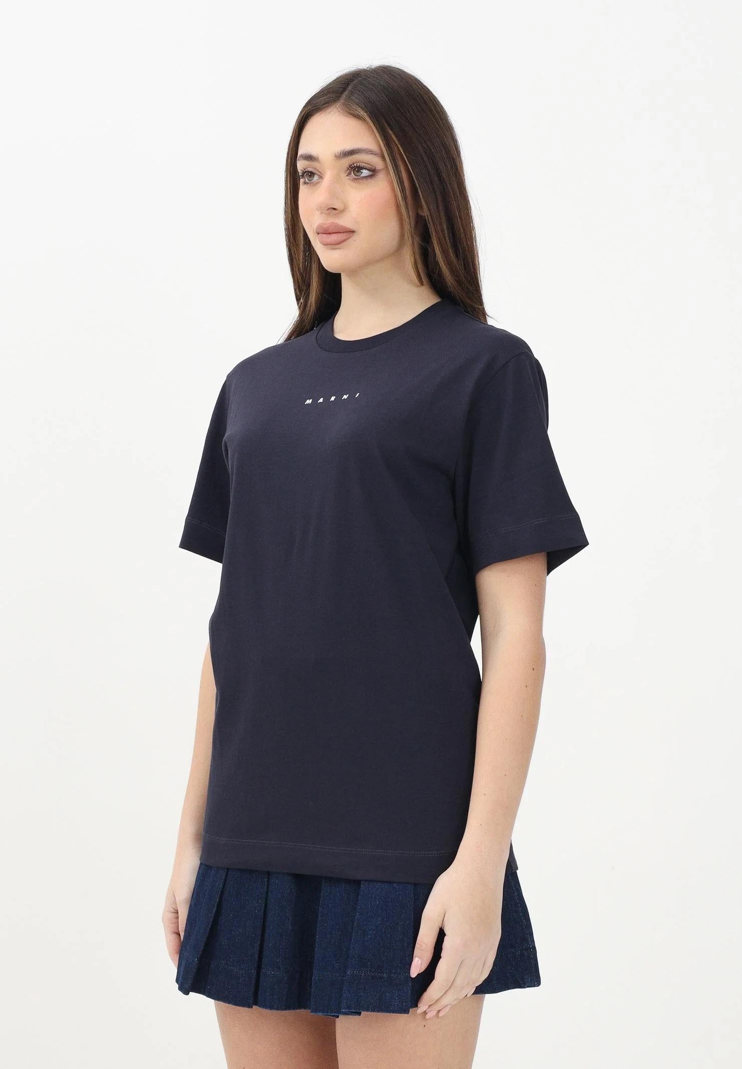 MARNI T-shirt a manica corta blu per donna, ragazzi e bambini con stampa logo M01413M00RF 0M803 MARNI