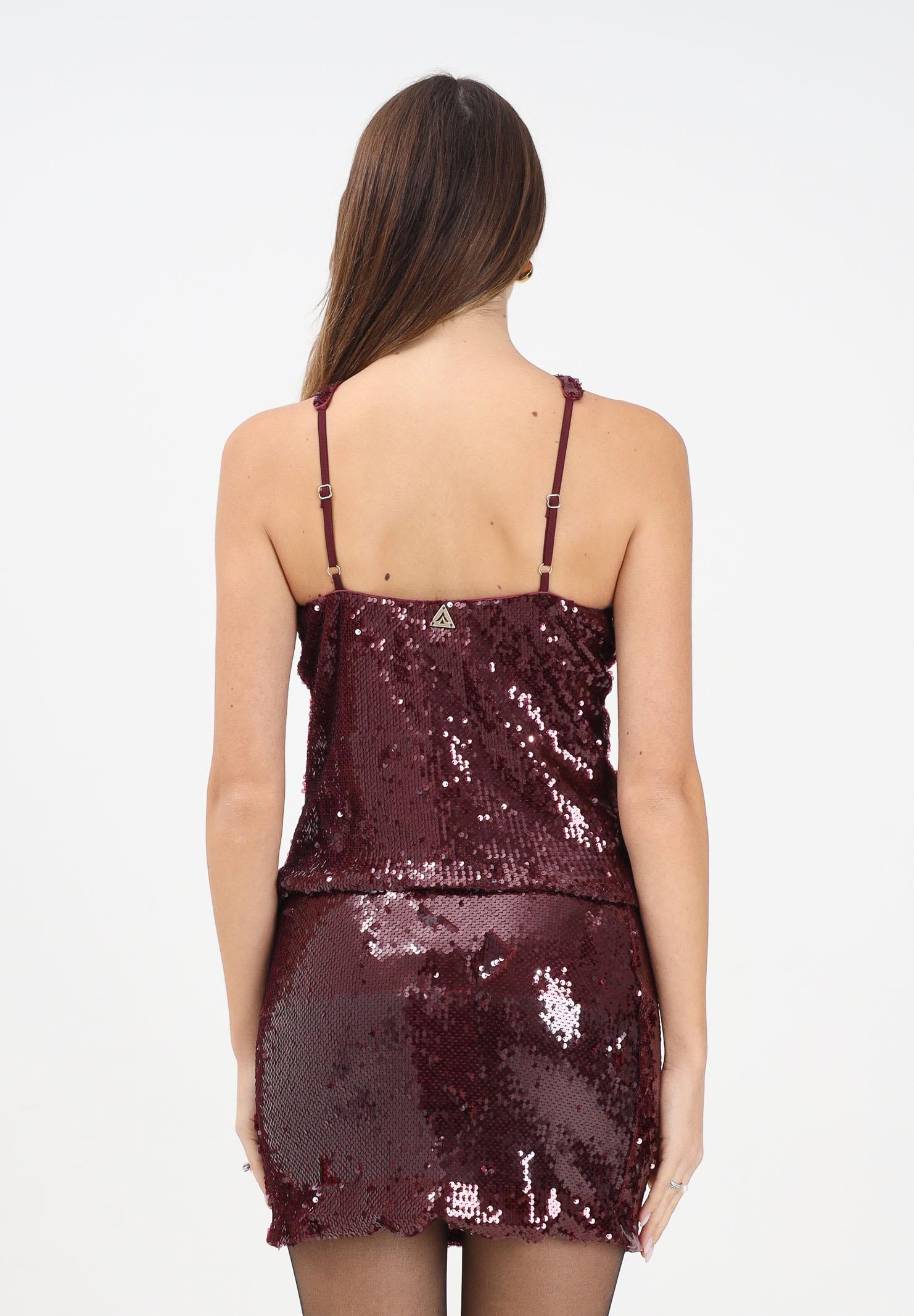 AKEP Top elegante bordeaux da donna interamente ricoperto di paillettes CNKD11101 V1 AKEP
