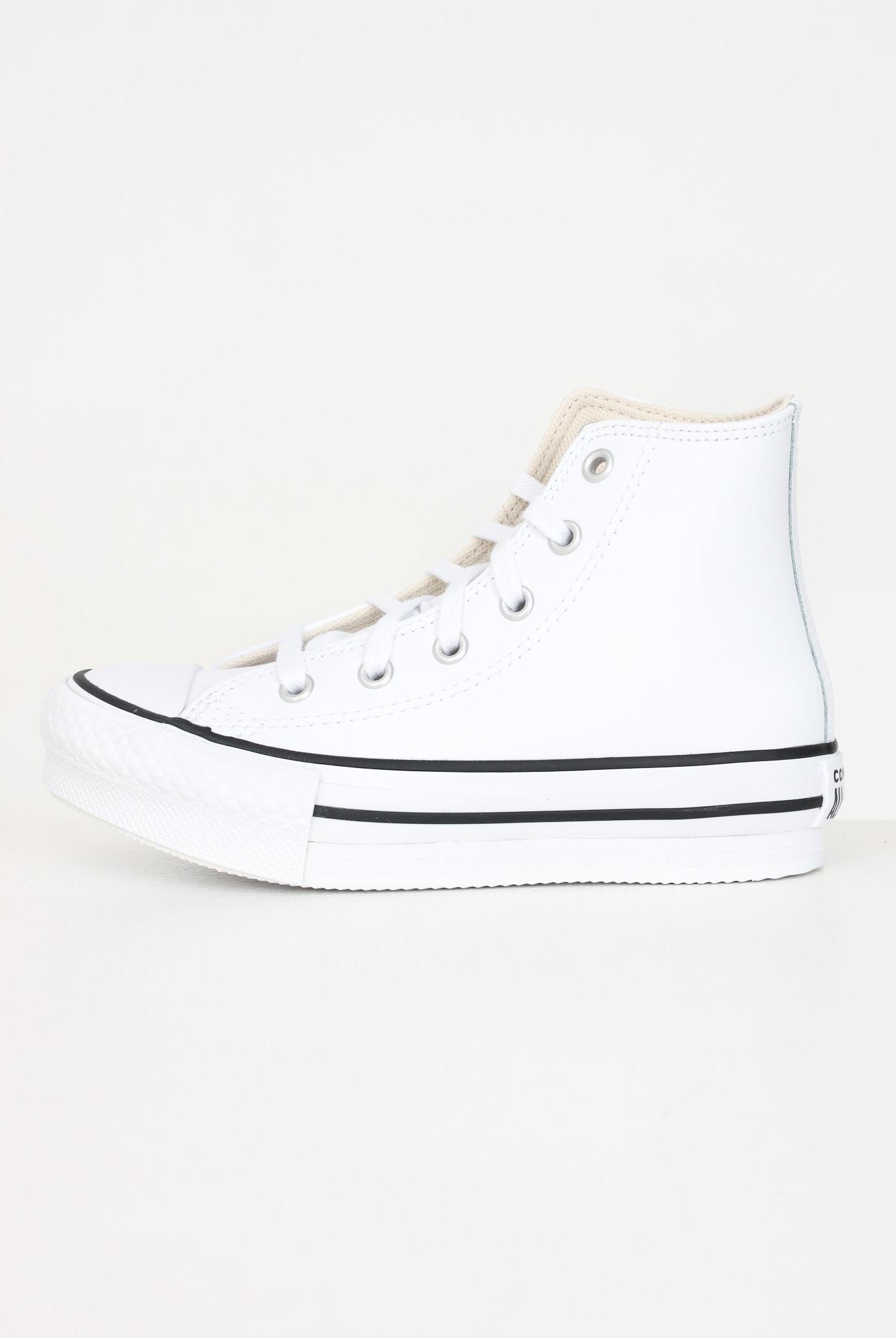 Sneakers Chuck Taylor All Star Platform Leather bianche per bambino e bambina A01016C CONVERSE