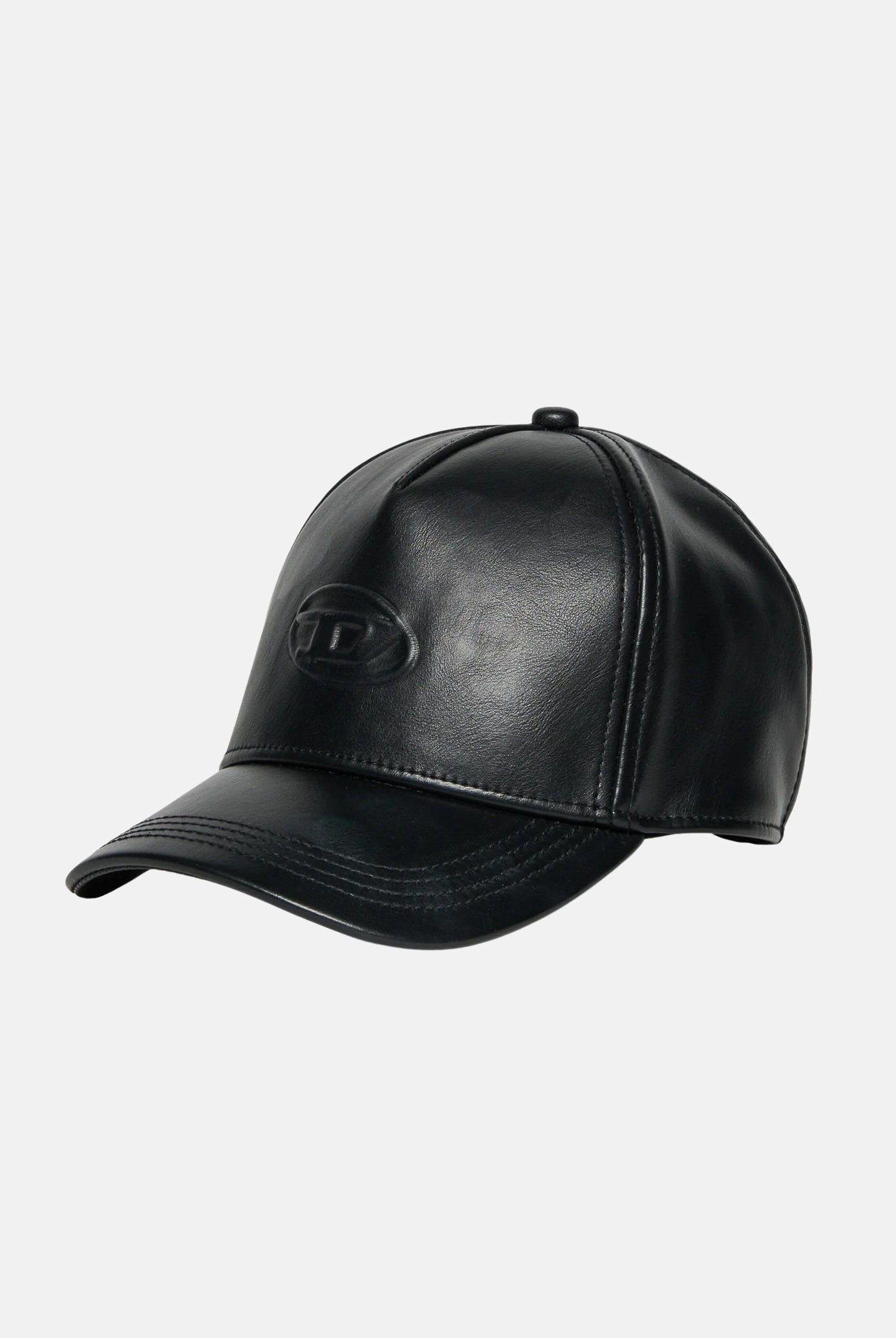 DIESEL Cappello con visiera nero per uomo e donna realizzato in tessuto spalmato con logo Oval D J02520KXBQ5 K900 DIESEL