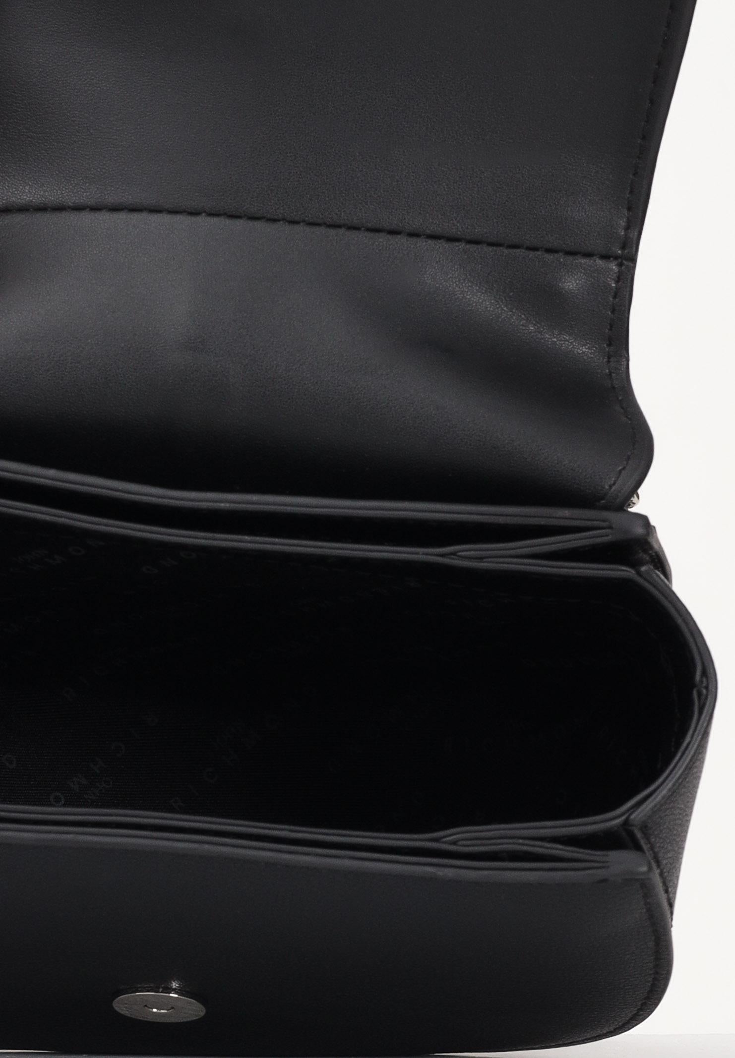 RICHMOND Borsa a tracolla nera da donna con inserto in pelo maculato e logo RWA25355BO BLSI RICHMOND