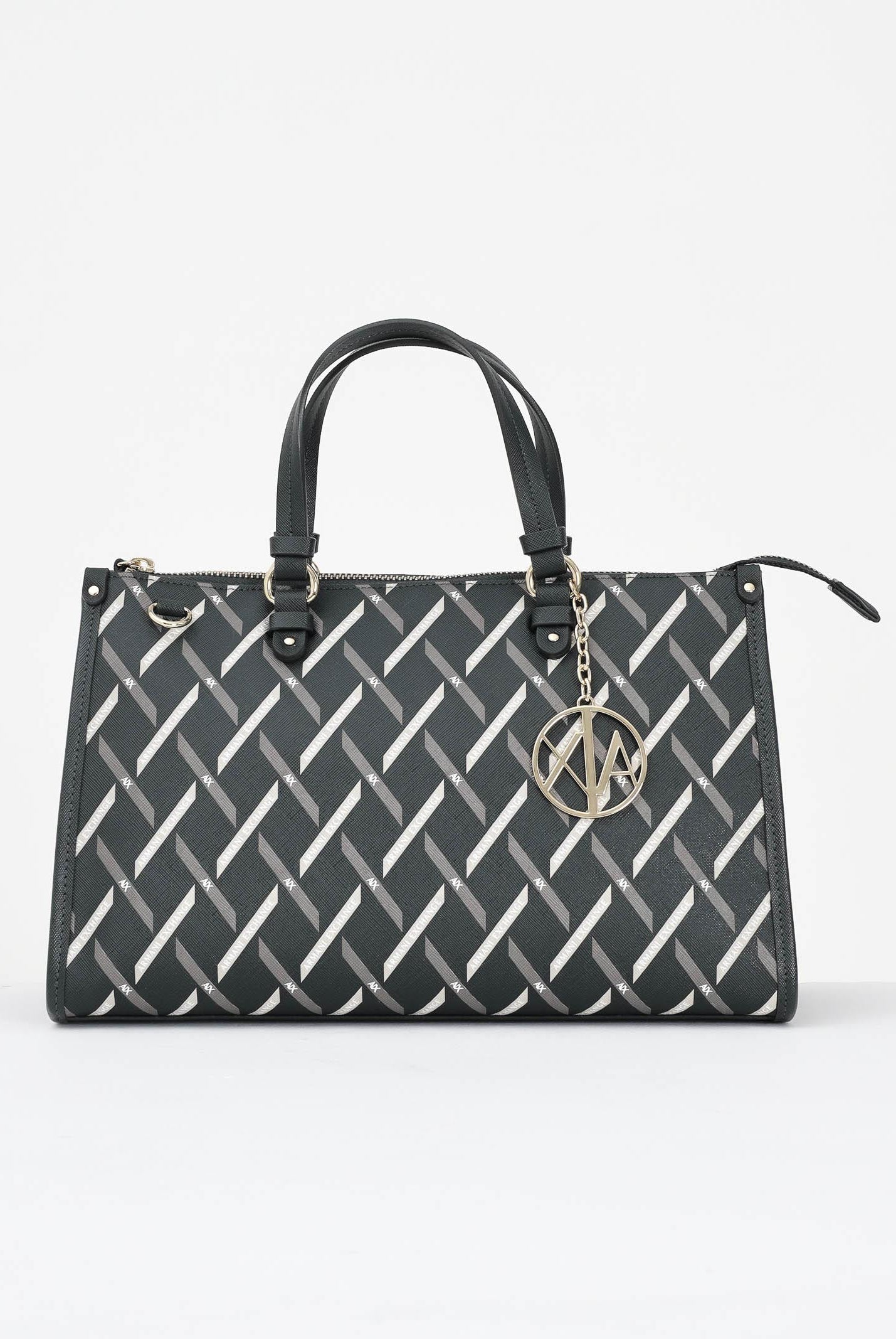 ARMANI EXCHANGE Borsa a mano verde da donna con motivo geometrico e charm con logo XW000400AF17155 M7021 ARMANI EXCHANGE