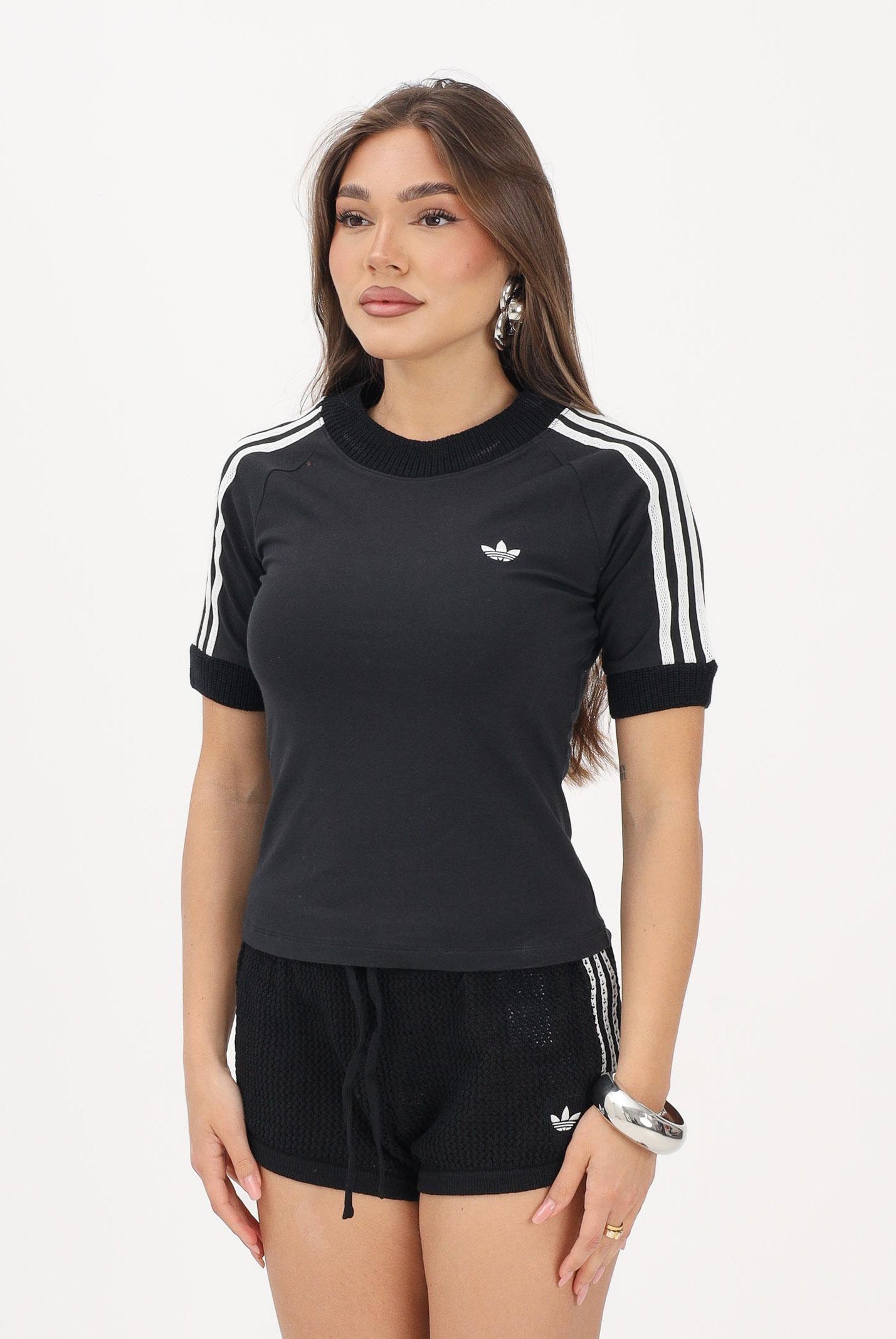 ADIDAS ORIGINALS T-shirt a manica corta Cali nera da donna KD5445 . ADIDAS ORIGINALS