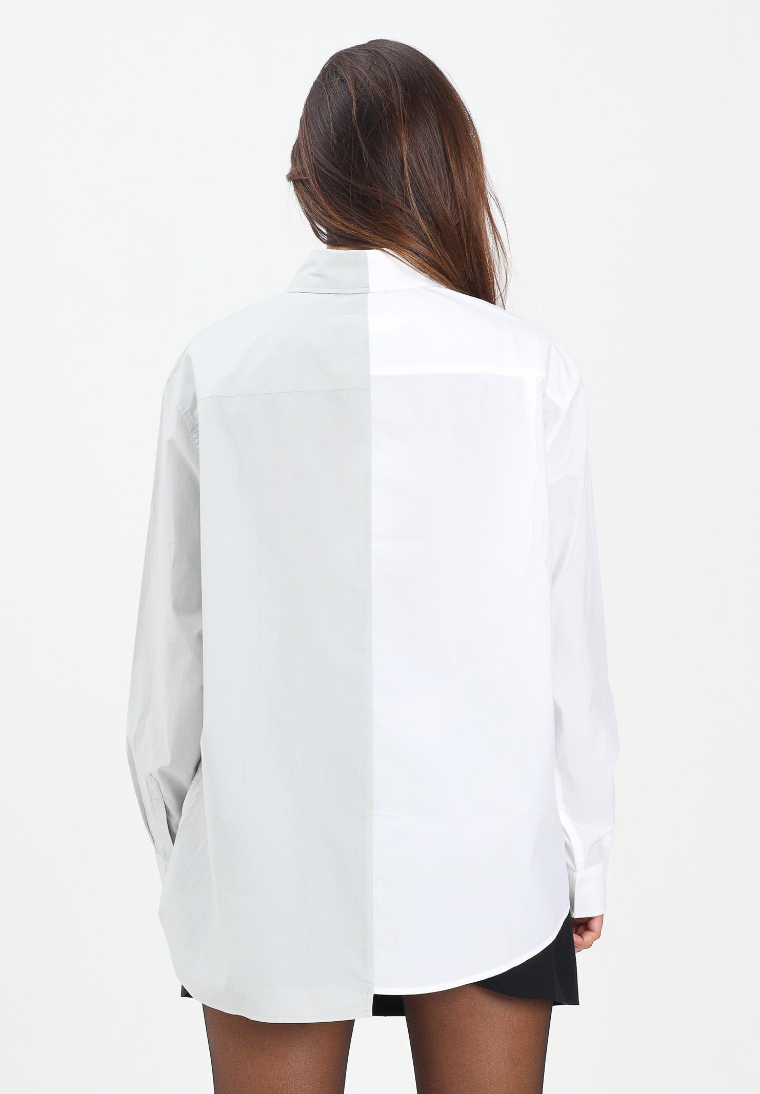 MAISON MARGIELA Camicia a manica lunga bianca e grigia per donna, ragazzi e bambini con stampa logo M60860MM014 M6C36 MAISON MARGIELA