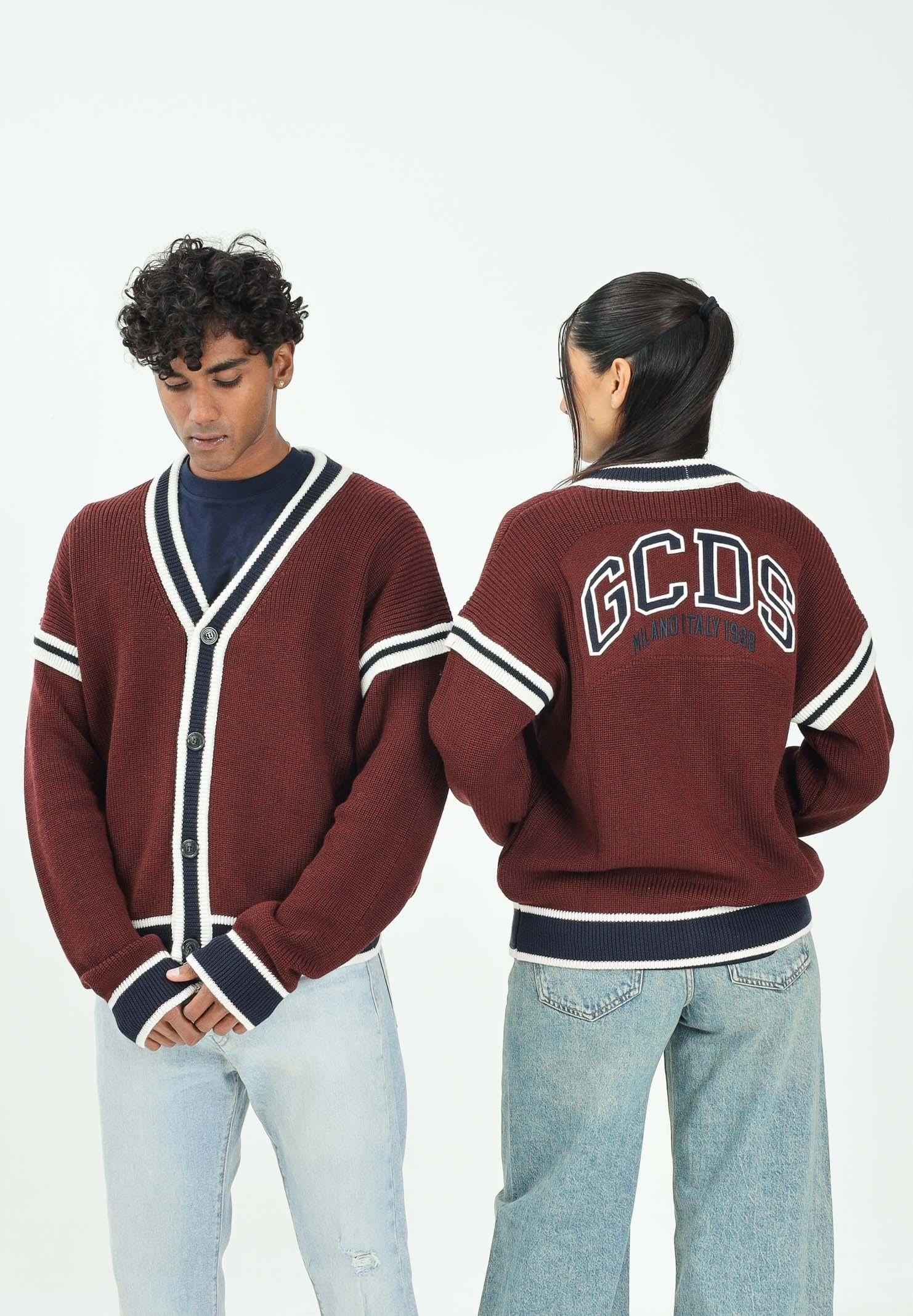 GCDS Cardigan College bordeaux per uomo e donna B2EM1800KI3 49 GCDS
