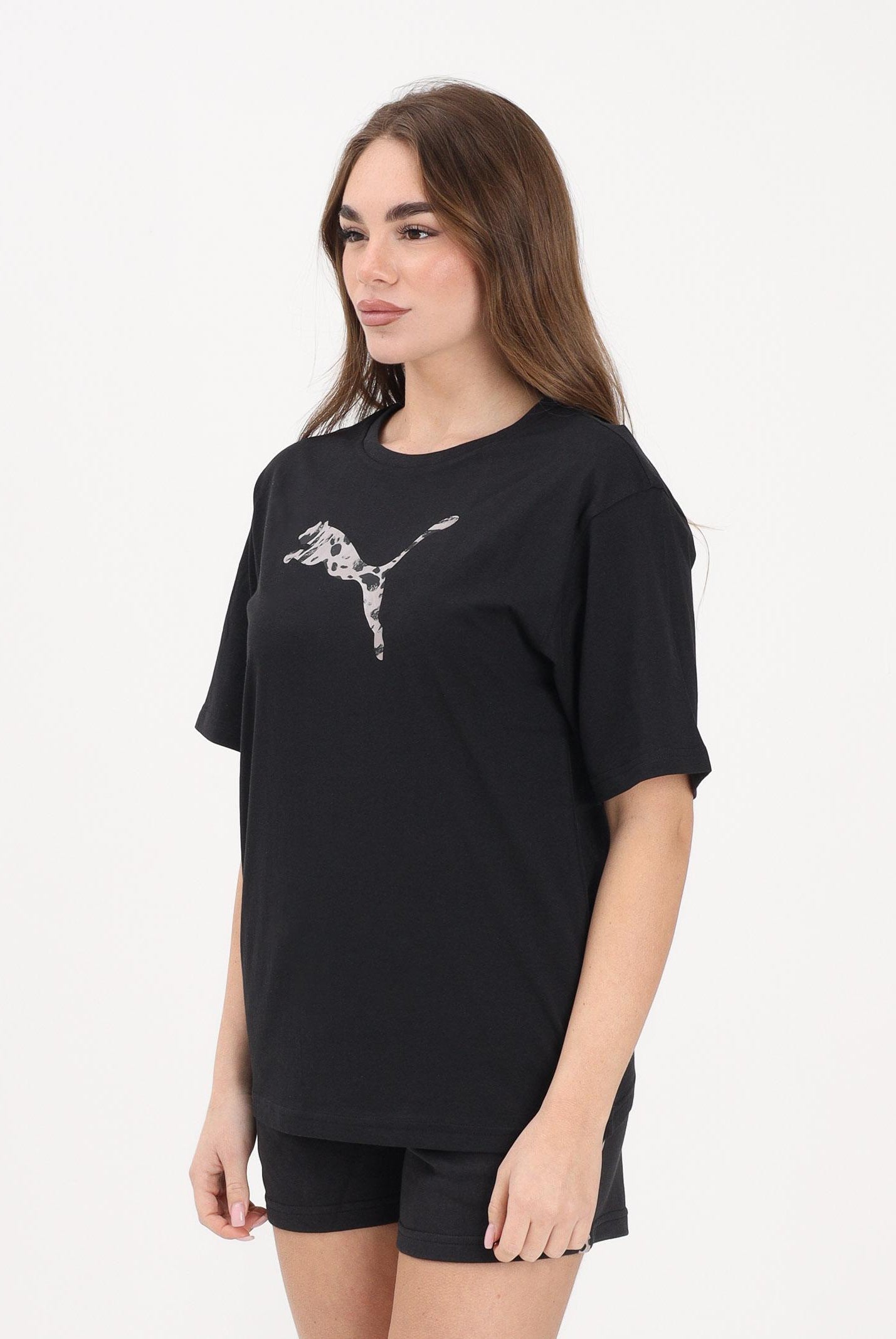 PUMA T-shirt a manica corta Essentials Animal nera da donna 691821 01 PUMA