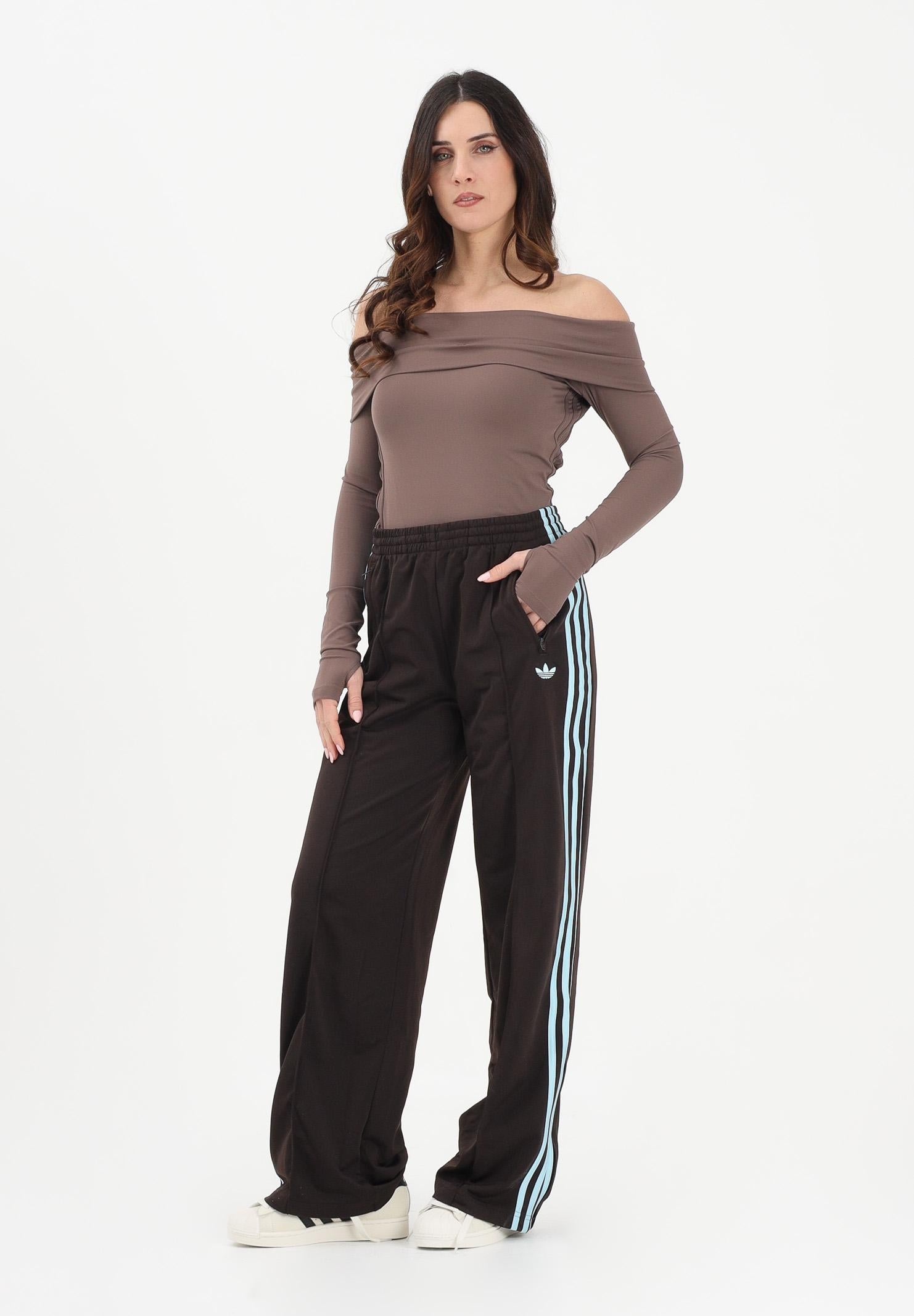 ADIDAS ORIGINALS Pantalone sportivo Firebird Loose marrone e azzurro da donna KT4627 . ADIDAS ORIGINALS