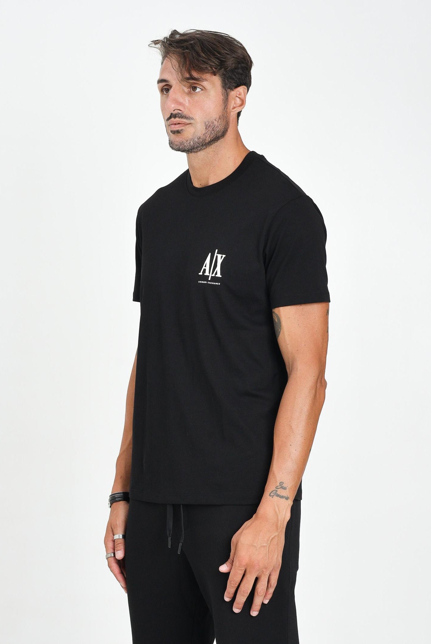 ARMANI EXCHANGE T-shirt a manica corta nera da uomo con ricamo XM000365AF12308 UC001 ARMANI EXCHANGE