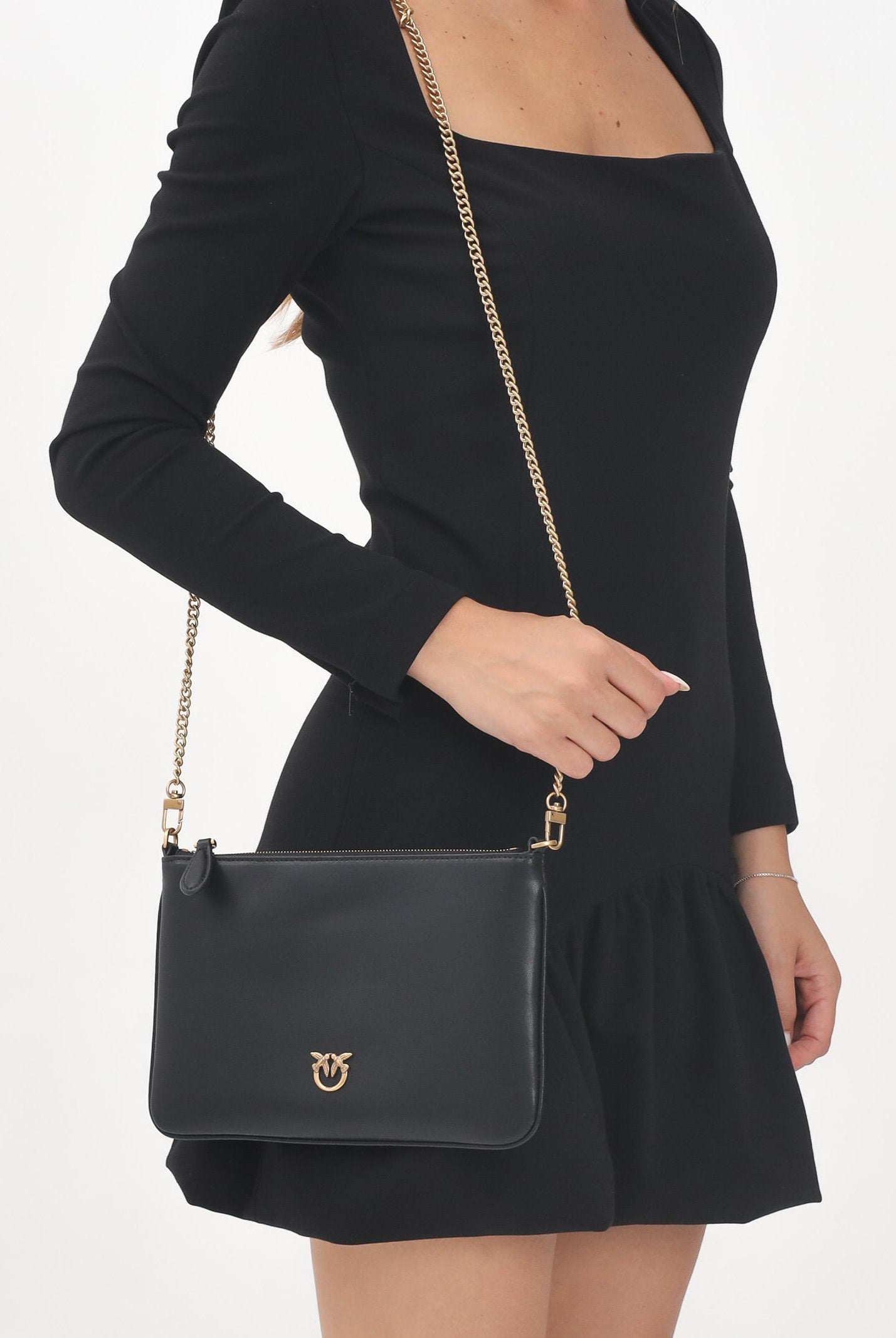 PINKO Pochette Classic Flat Love Bag Simply nera da donna 100455A0F1 Z99Q PINKO