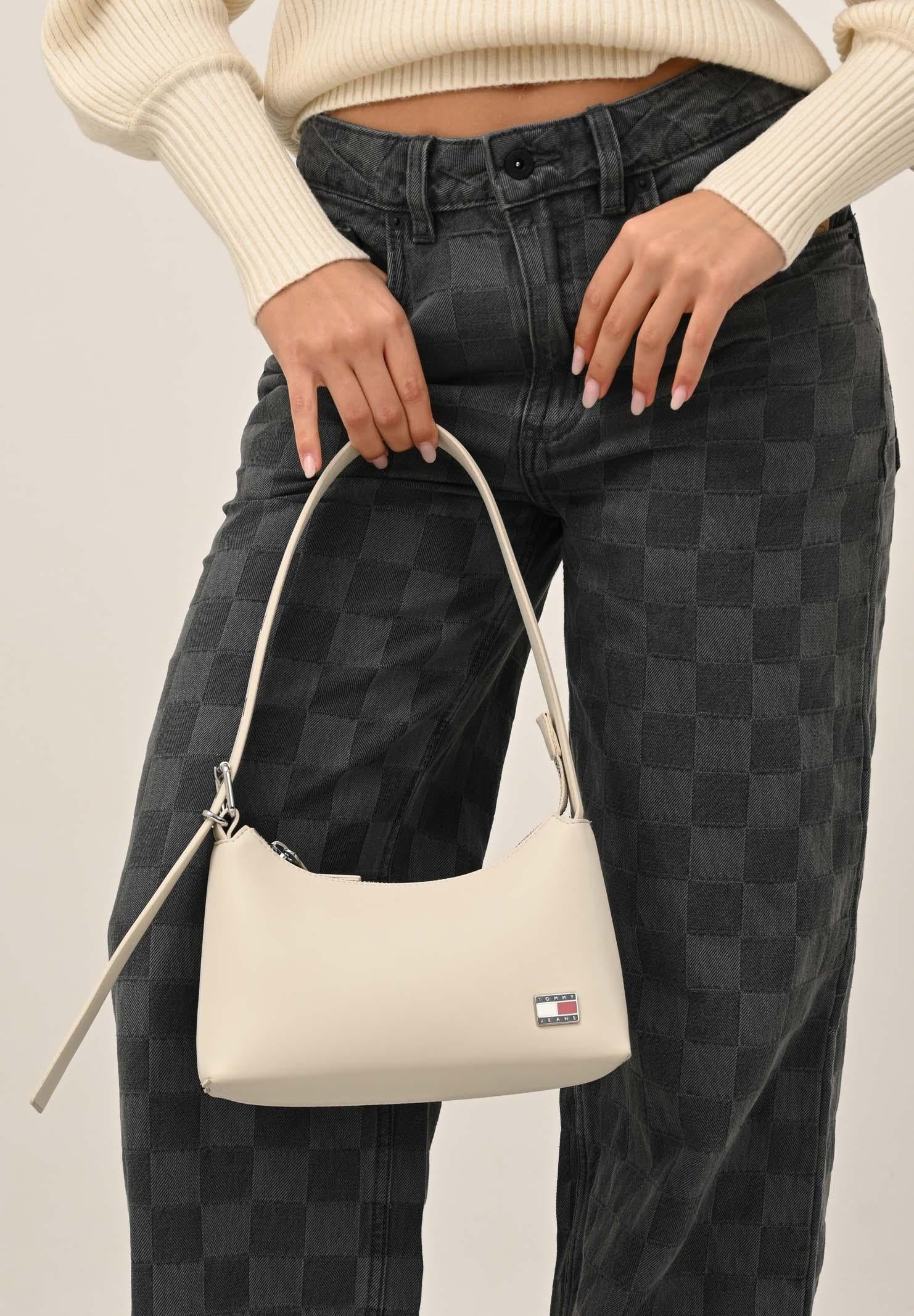 TOMMY JEANS Borsa a spalla panna da donna con logo AW0AW17873 BDS TOMMY JEANS