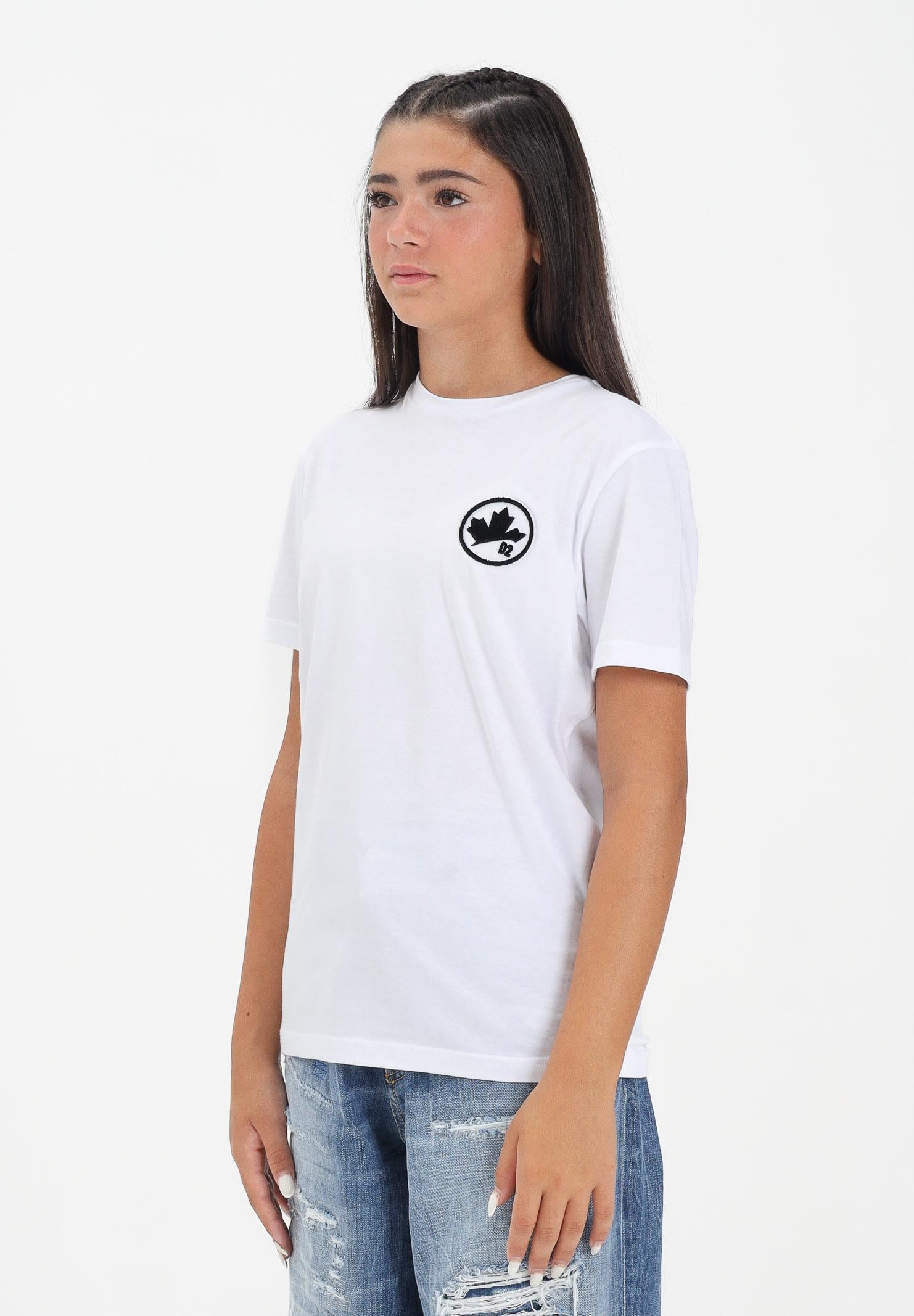DSQUARED2 T-shirt a manica corta bianca per donna, ragazzi e bambini con logo DQ2988D0015 DQ100 DSQUARED2