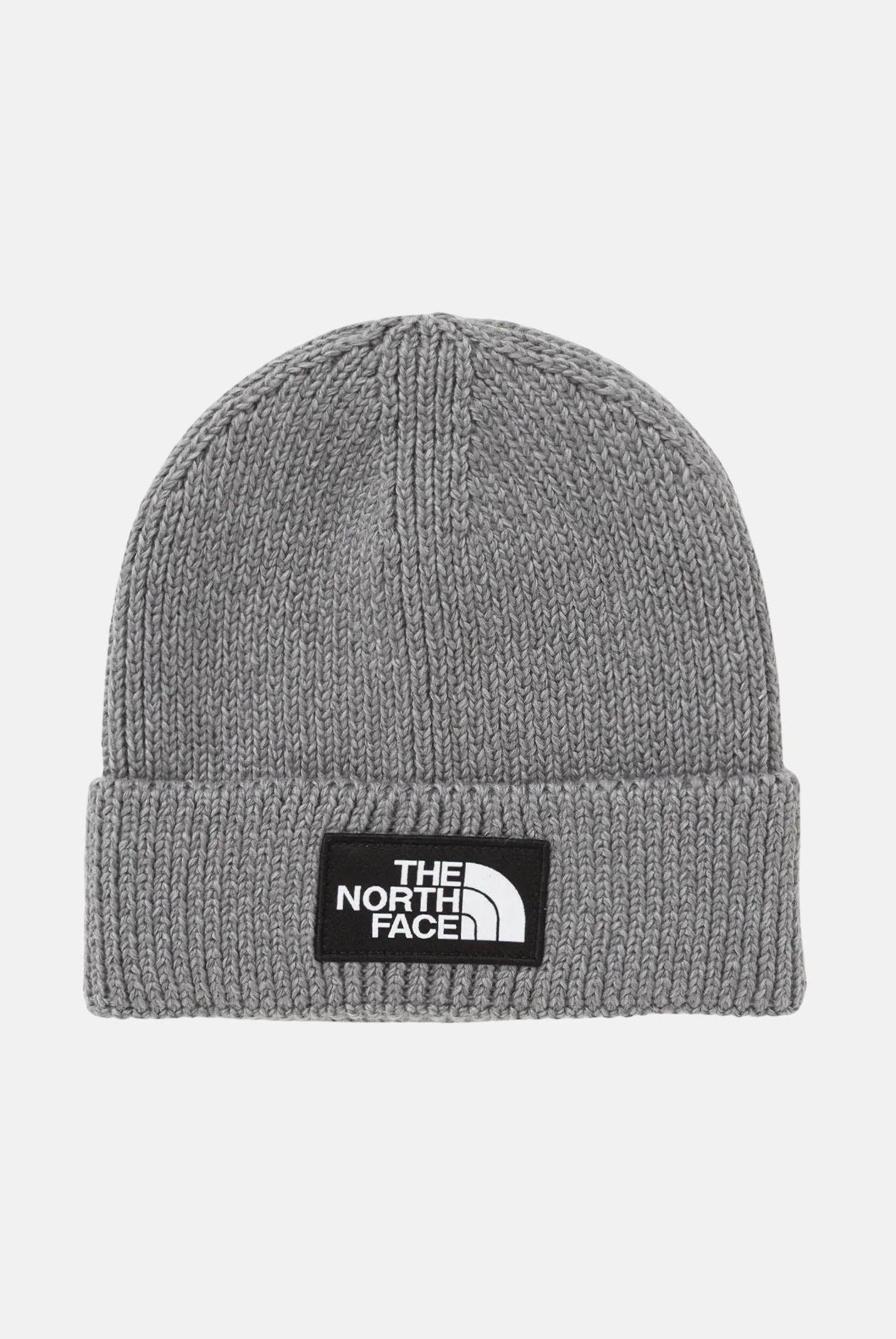 THE NORTH FACE Berretto grigio per uomo e donna con risvolto e logo box TNF NF0A8CHEDYY1 . THE NORTH FACE