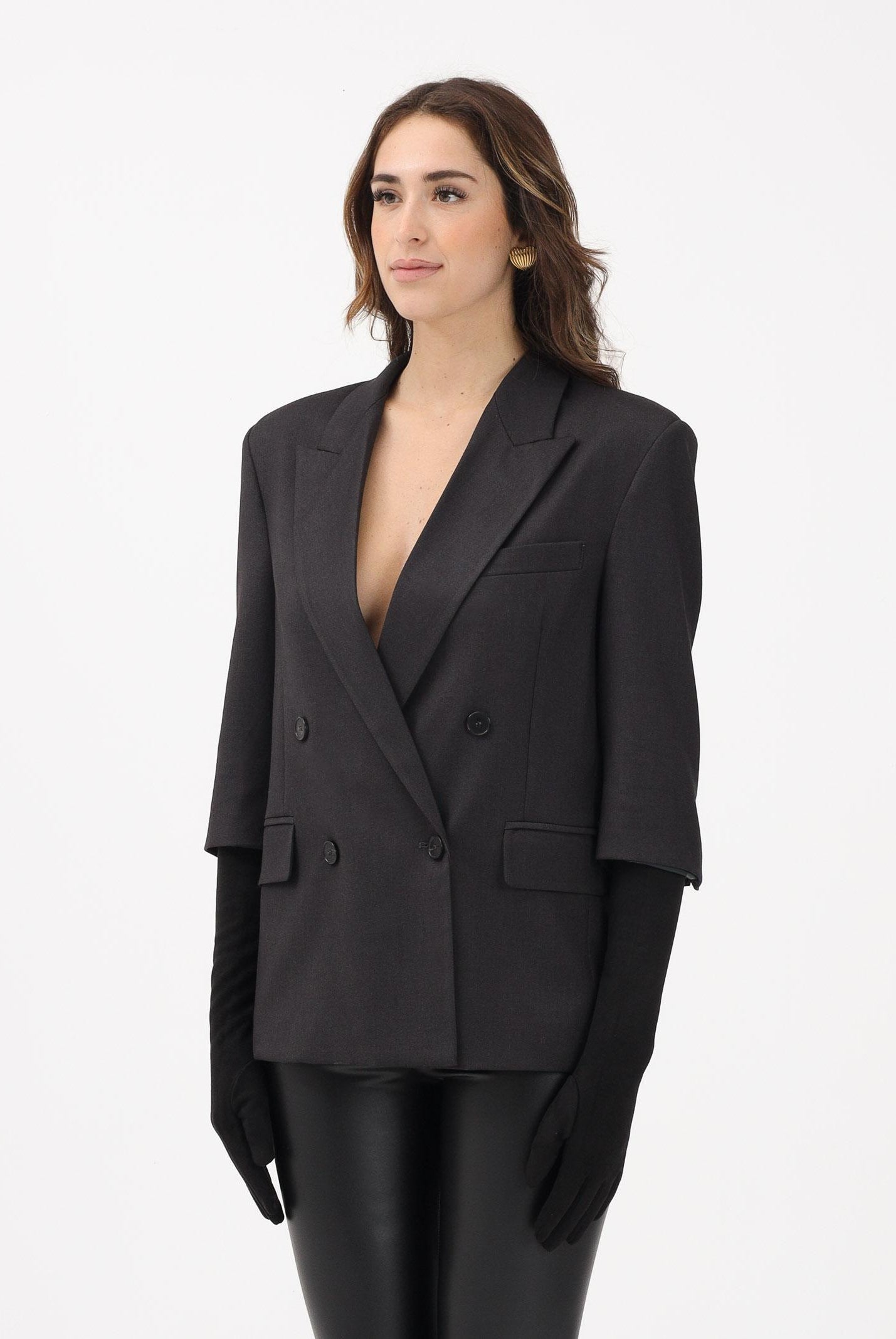 VICOLO Giacca doppiopetto grigia da donna con guanti TF2106 GR VICOLO