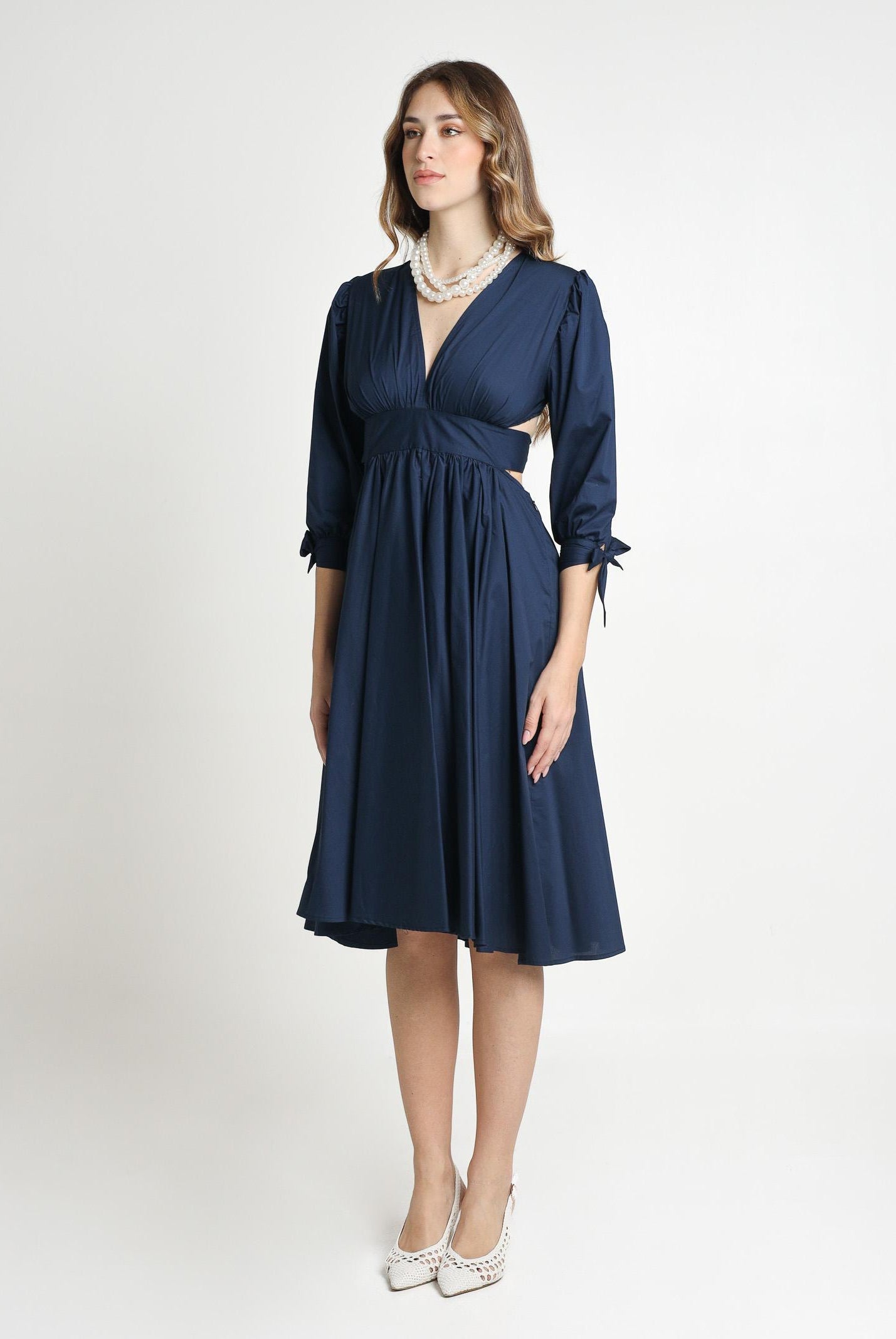 SANTAS Abito midi TIRAMISU' blu da donna PV25019 BLUE SANTAS