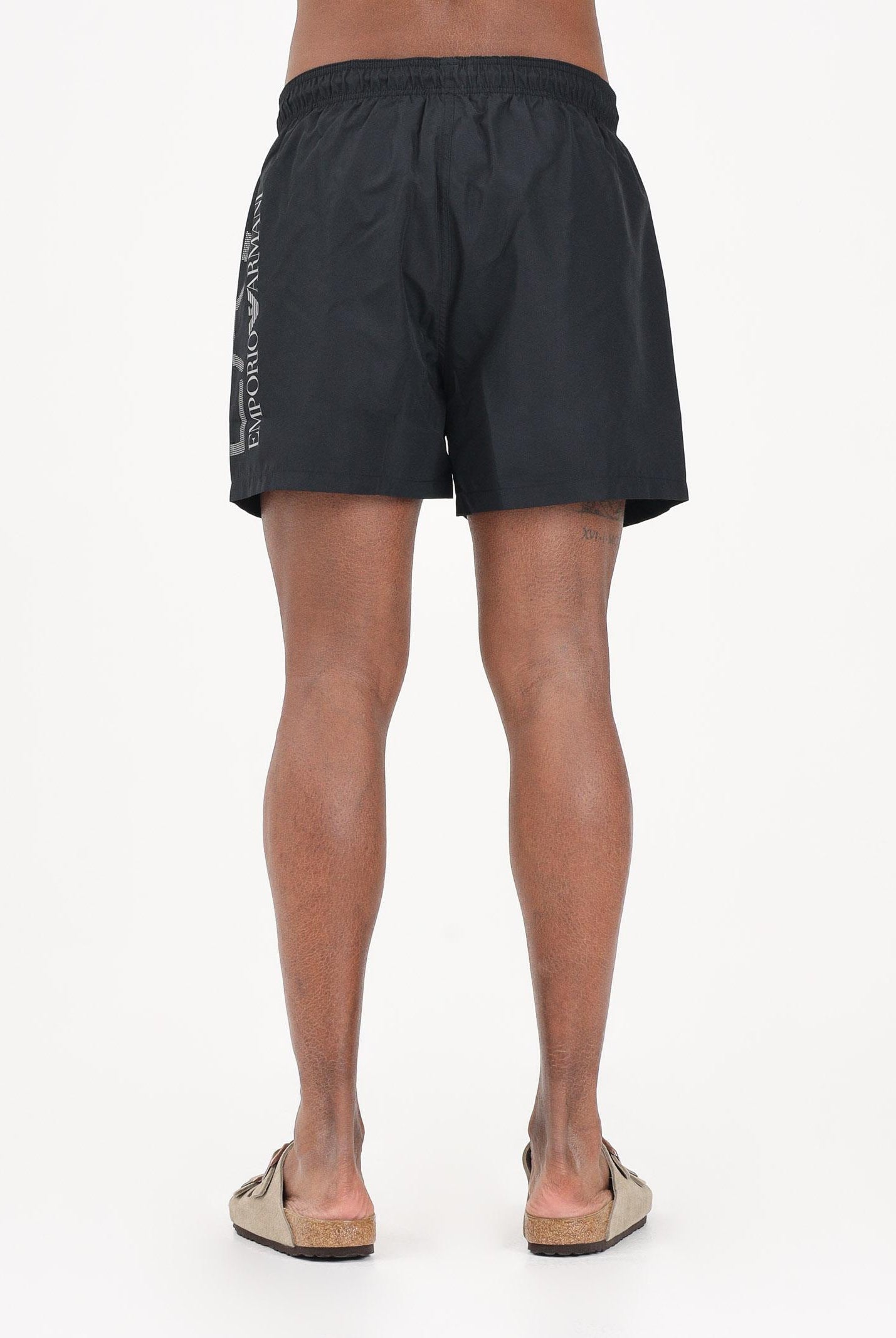 EA7 Shorts mare nero da uomo con maxi stampa logo 7M002001AF14497 MC026 EA7