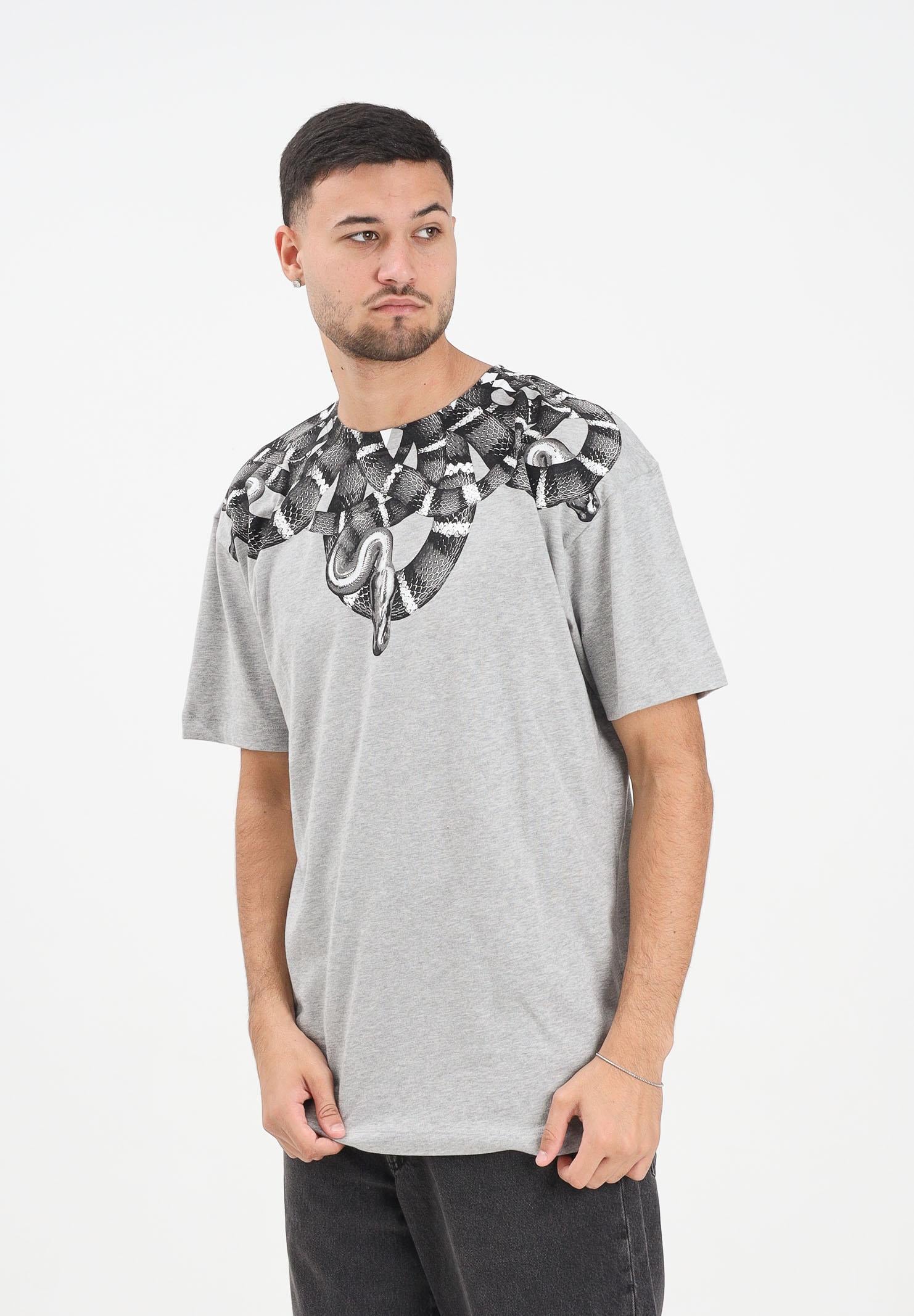MARCELO BURLON COUNTY OF MILAN T-shirt a manica corta grigia da uomo con stampa serpente F5CAMATH041 101 MARCELO BURLON COUNTY OF MILAN