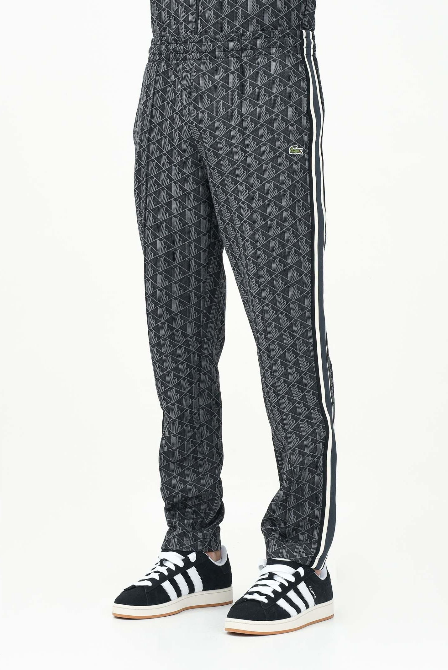 LACOSTE Pantalone sportivo nero da uomo con monogramma Paris XH1440 4PC LACOSTE