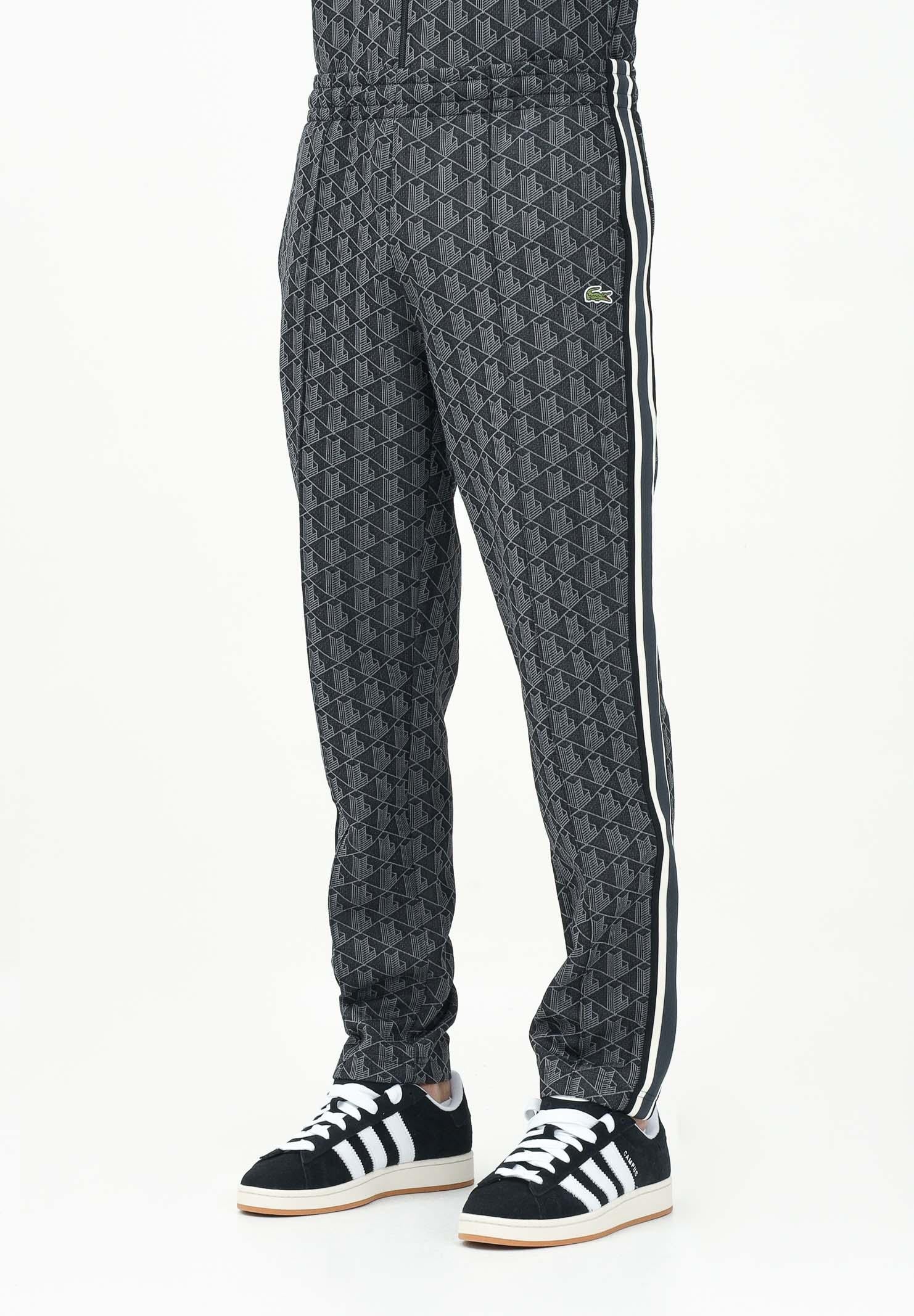 LACOSTE Pantalone sportivo nero da uomo con monogramma Paris XH1440 4PC LACOSTE