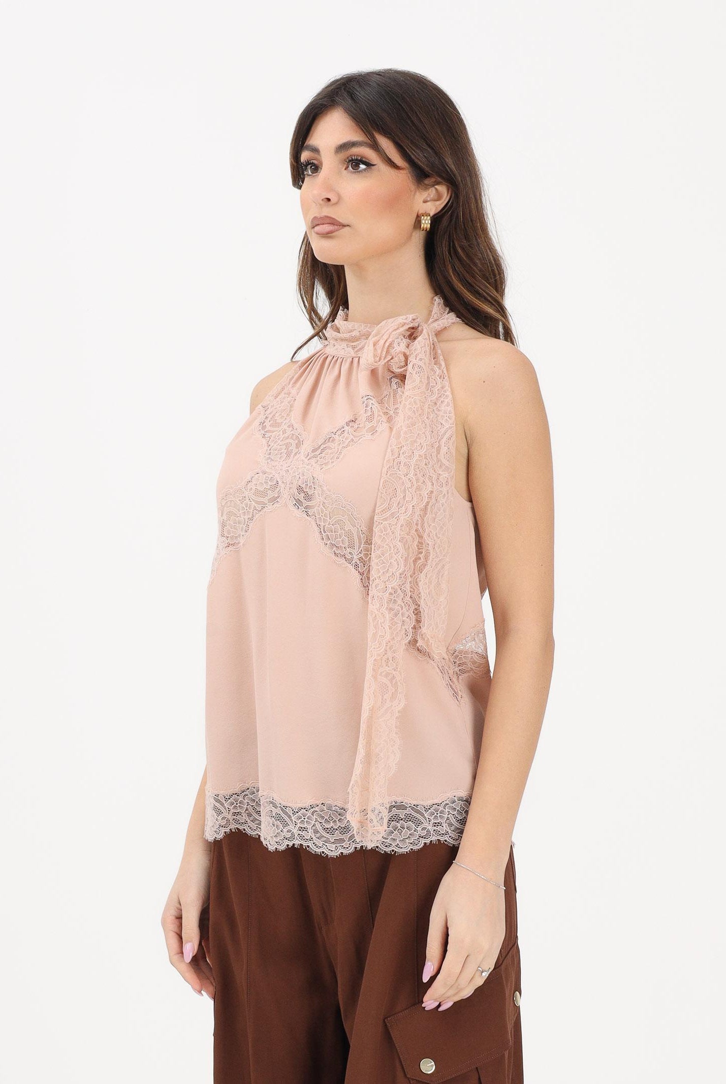 PINKO Top elegante rosa da donna con pizzo 106263A32Y Q35 PINKO