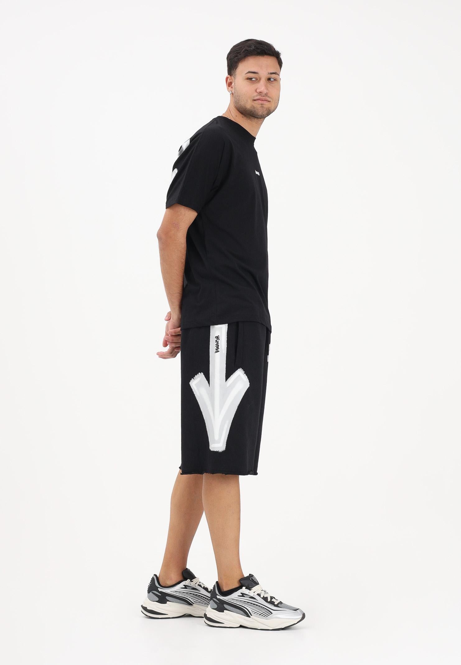 DISCLAIMER Shorts sportivo nero da uomo con stampa frecce 26EDS55405 NEBI DISCLAIMER