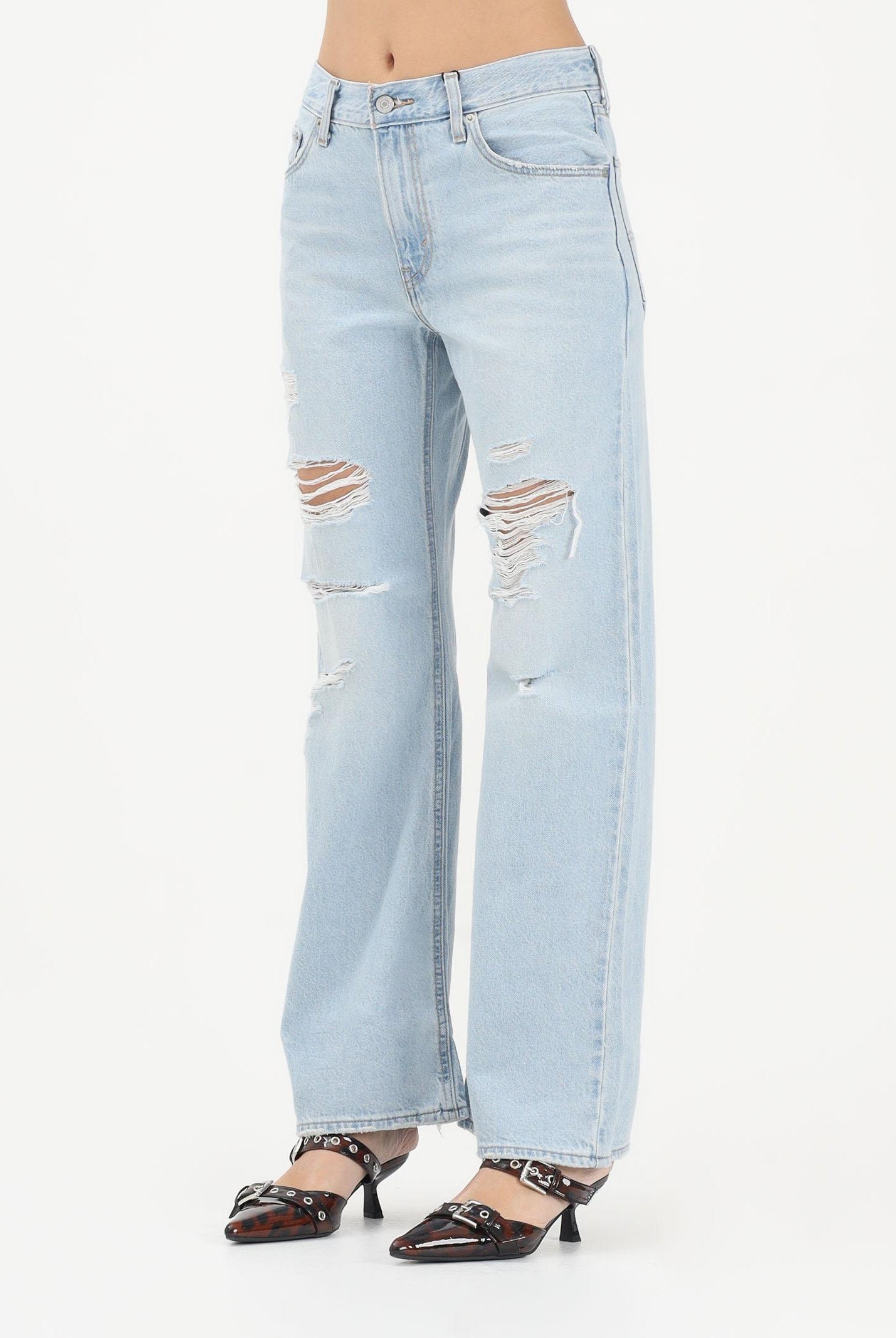 LEVI'S Jeans Loose Boot in denim chiaro da donna con strappi 005DO-0009 . LEVI'S®