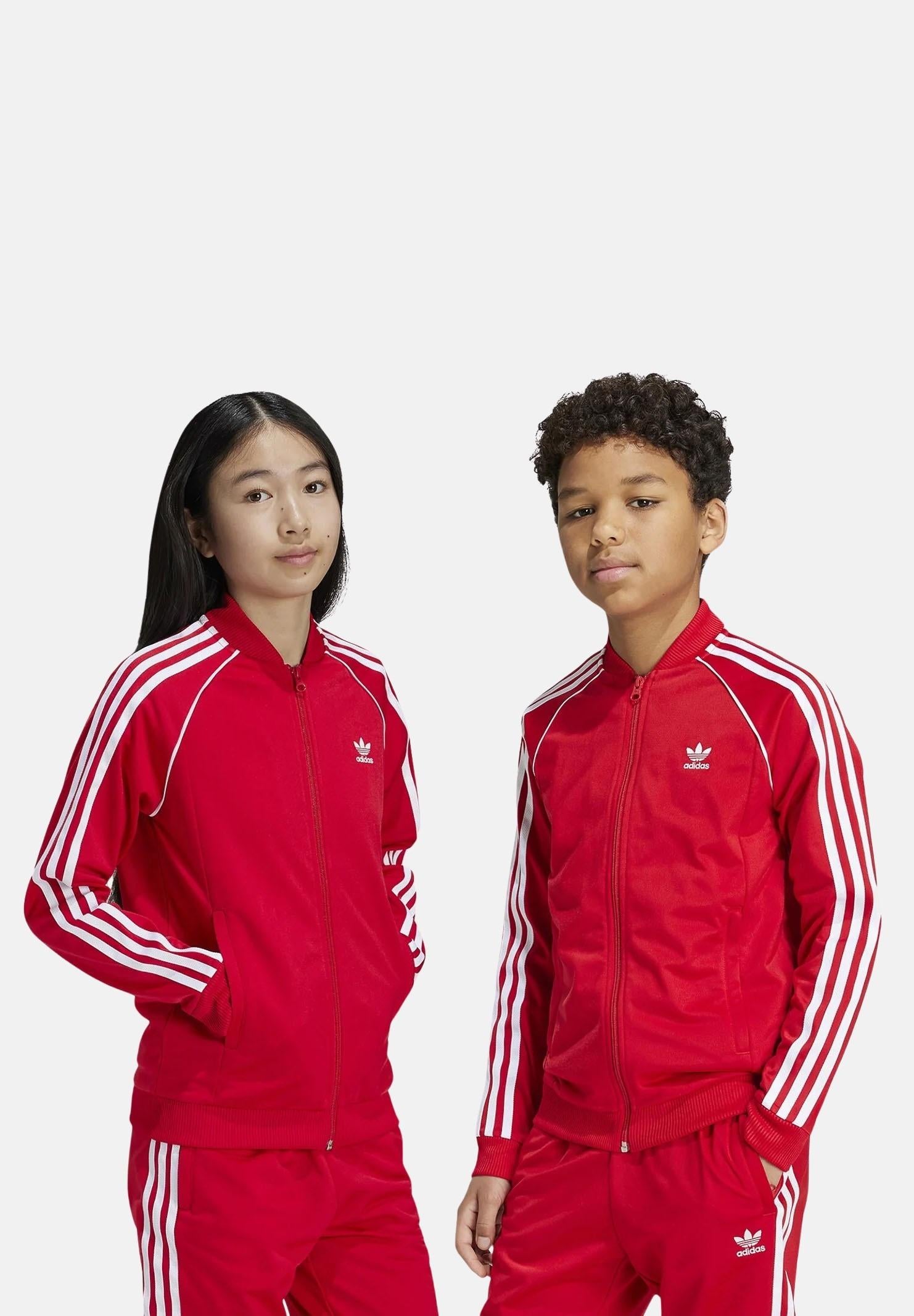 Felpa con zip adicolor SST rossa per bambino e bambina IX7629 ADIDAS ORIGINALS