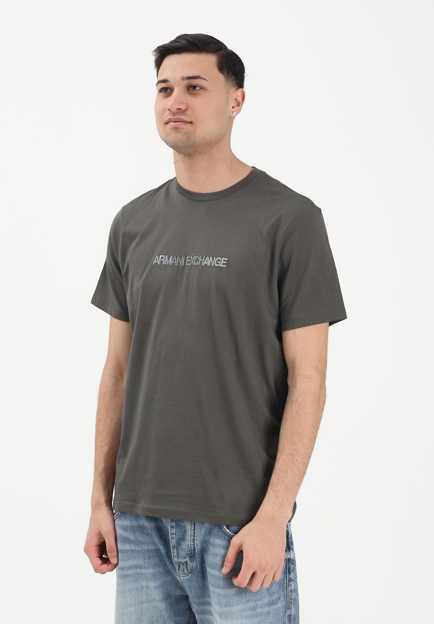 ARMANI EXCHANGE T-shirt a manica corta verde militare da uomo con logo XM002785AF10358 U8144 ARMANI EXCHANGE