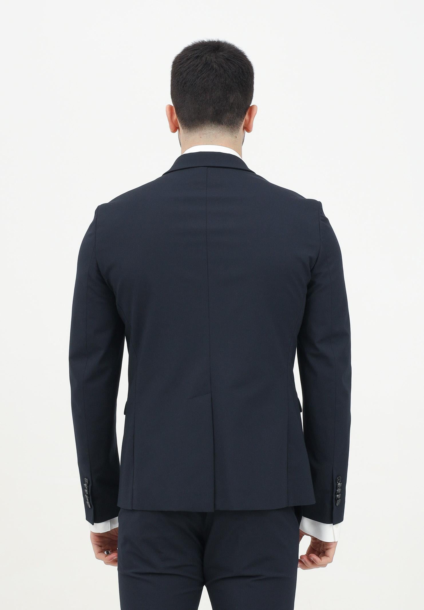 PATRIZIA PEPE Giacca monopetto blu da uomo con dettaglio spilla logo fly 5SS652/A2LH C382 PATRIZIA PEPE