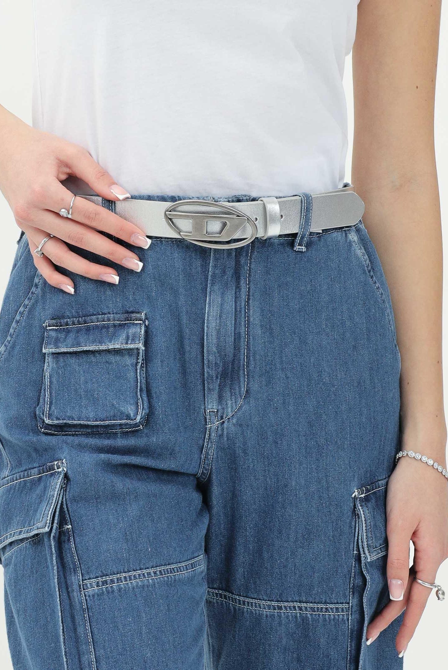 DIESEL Cintura B1dr argento da donna J01226KXBLR K83I DIESEL