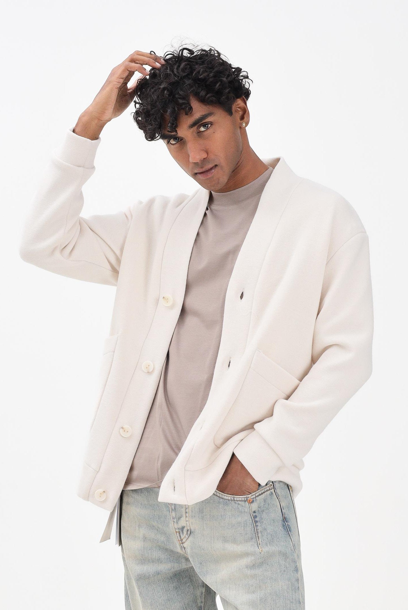 YES LONDON Cardigan panna da uomo XMF3969 LA YES LONDON