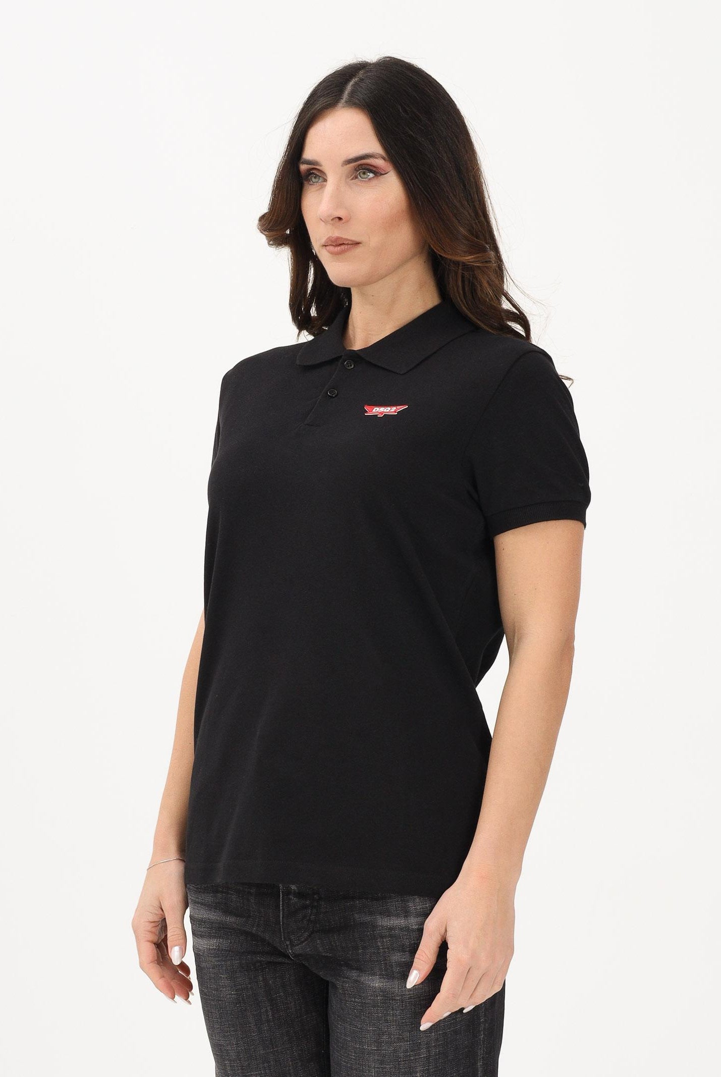 DSQUARED2 Polo a manica corta nera per donna, ragazzi e bambini con logo DQ3175D0AGD DQ900 DSQUARED2