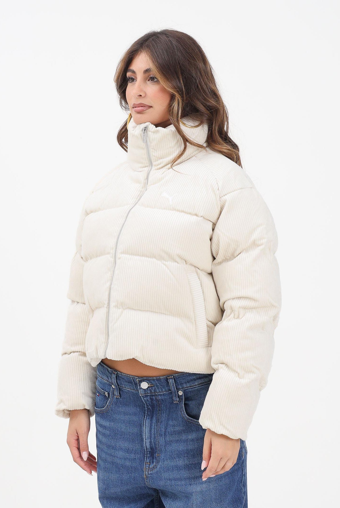 PUMA Piumino in velluto a coste Wardrobe Essentials panna da donna 632171 87 PUMA