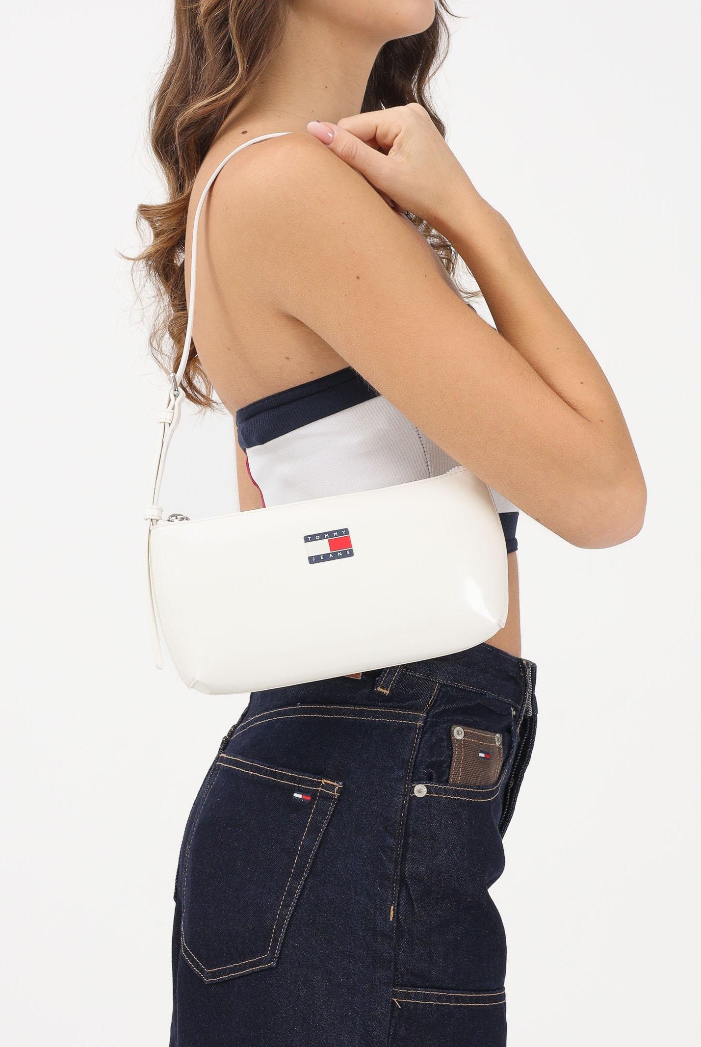 TOMMY JEANS Borsa a spalla Essential panna da donna AW0AW17866 YBI TOMMY JEANS