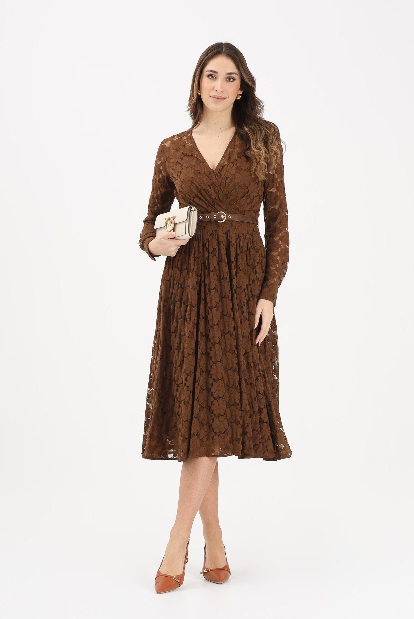 MAX MARA Abito midi MSTAGRUME marrone da donna realizzato in pizzo lavorato 2616631011600 002 MAX MARA