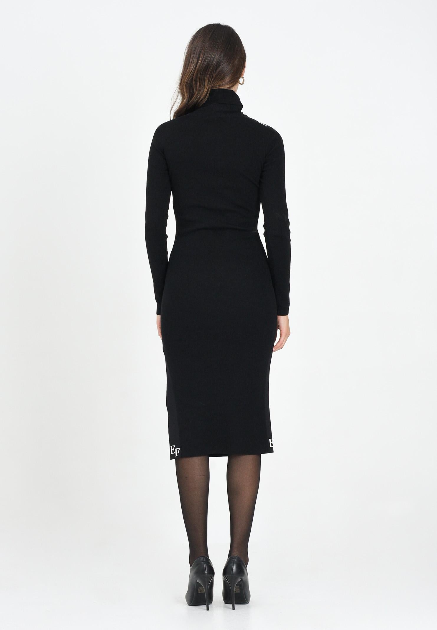 ELISABETTA FRANCHI Abito midi nero da donna con bande lucide AM03S56E2 EF3 ELISABETTA FRANCHI