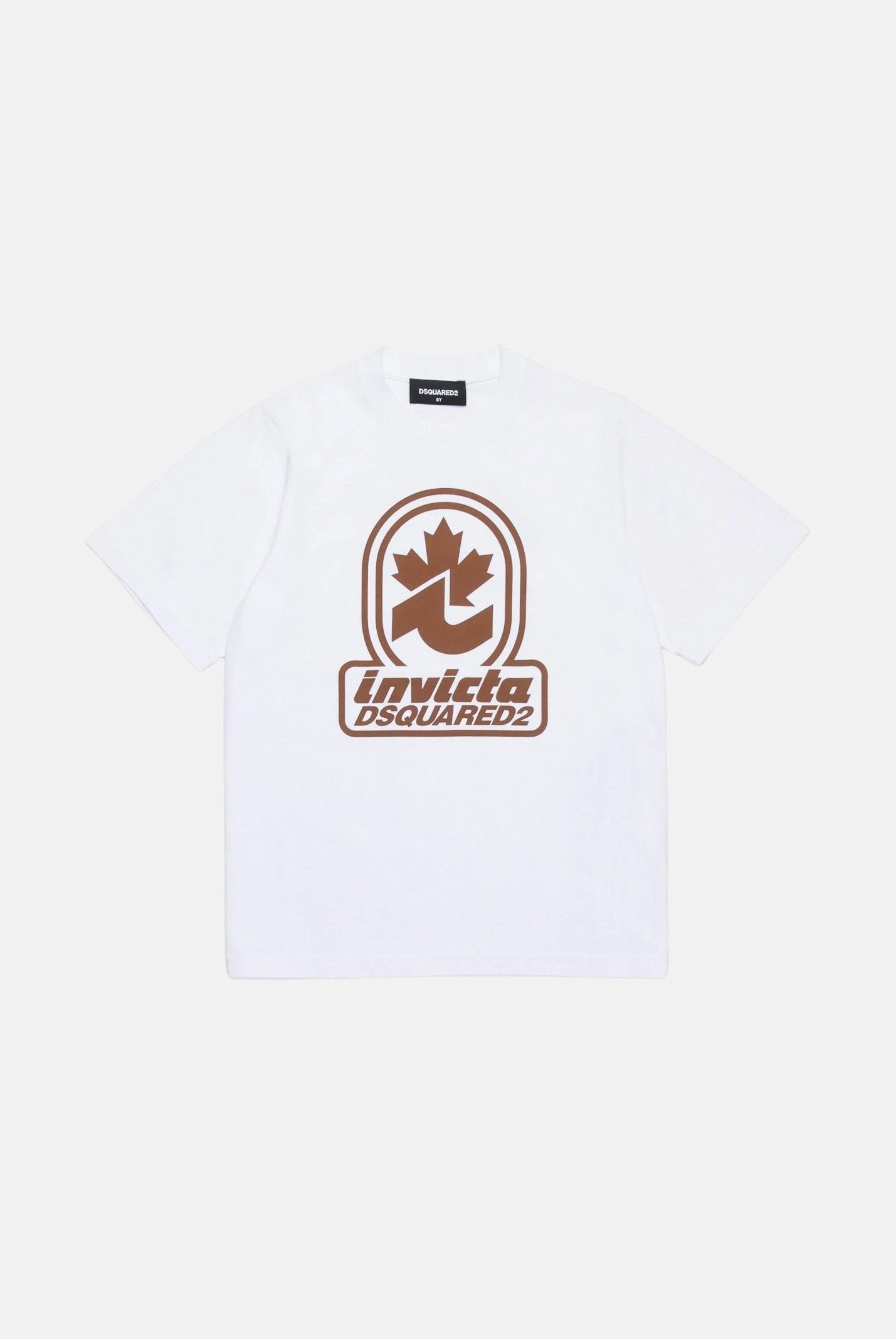 T-shirt a manica corta bianca per bambino e bambina con logo "Invicta Dsquared2" DQ2924D0AD3-B DQ100 DSQUARED2