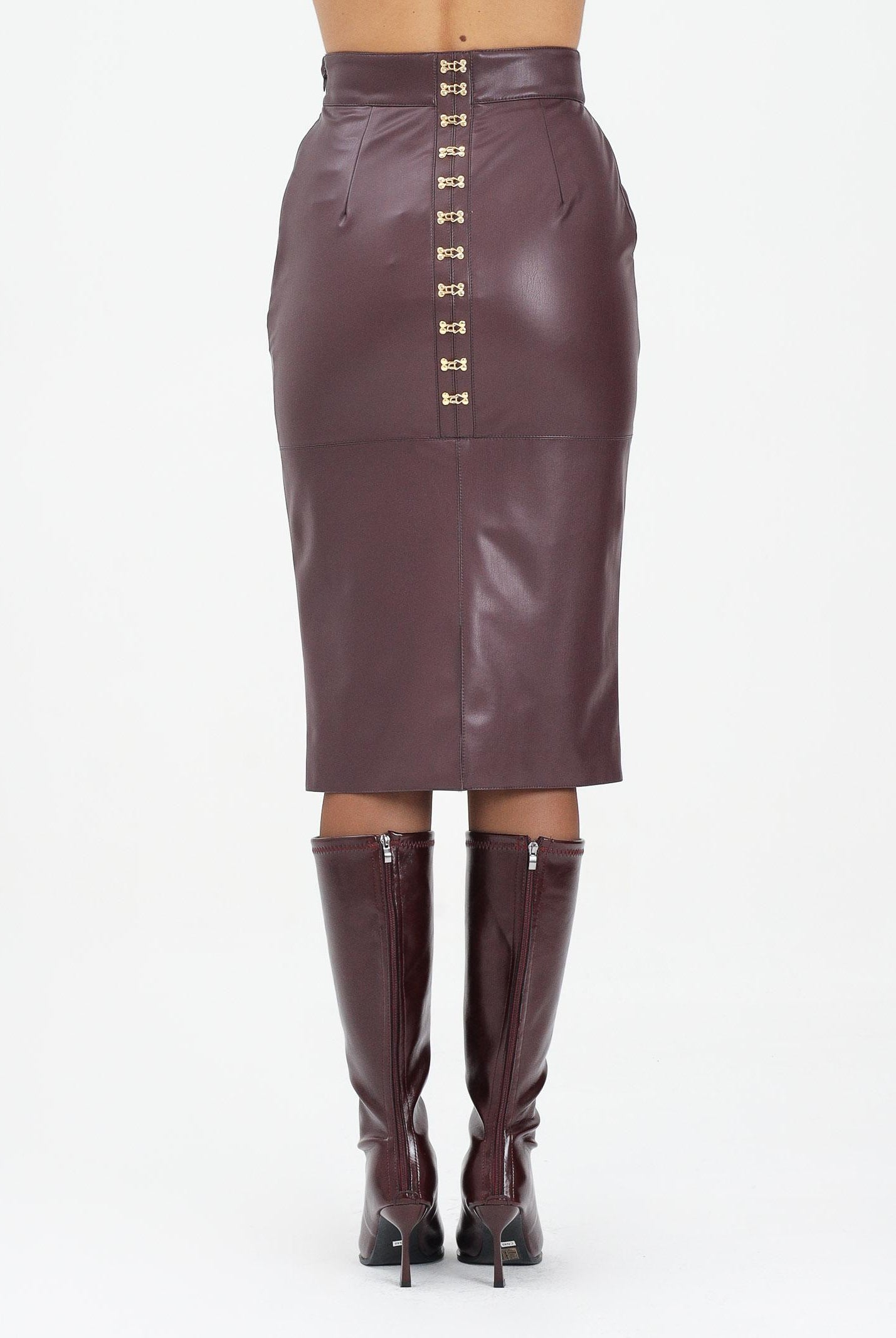 ELISABETTA FRANCHI Gonna midi bordeaux da donna con ganci gioiello GO14557E2 EA4 ELISABETTA FRANCHI