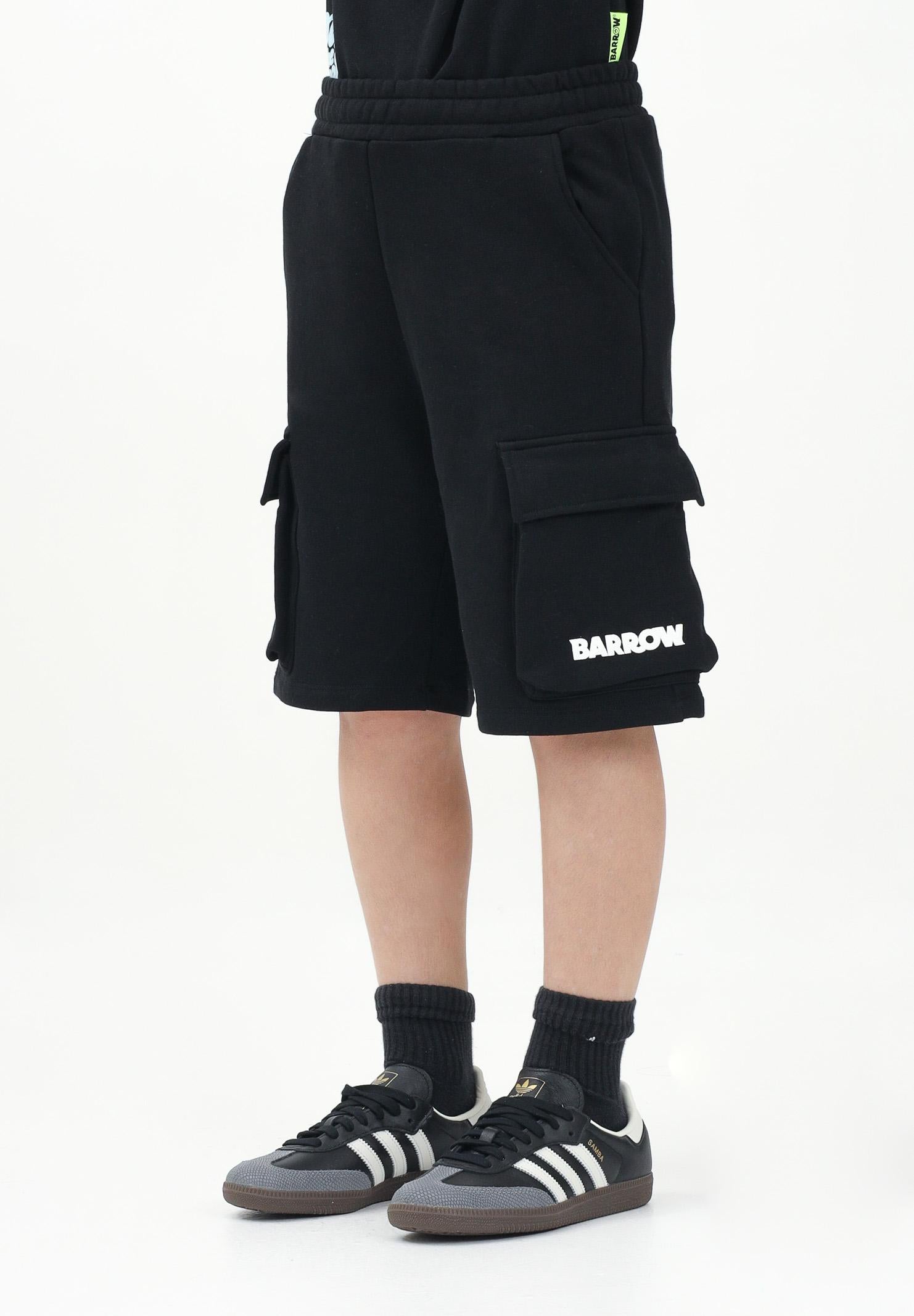 BARROW Shorts sportivo nero per donna, ragazzi e bambini con stampa logo S5BKJUBE084 110 BARROW