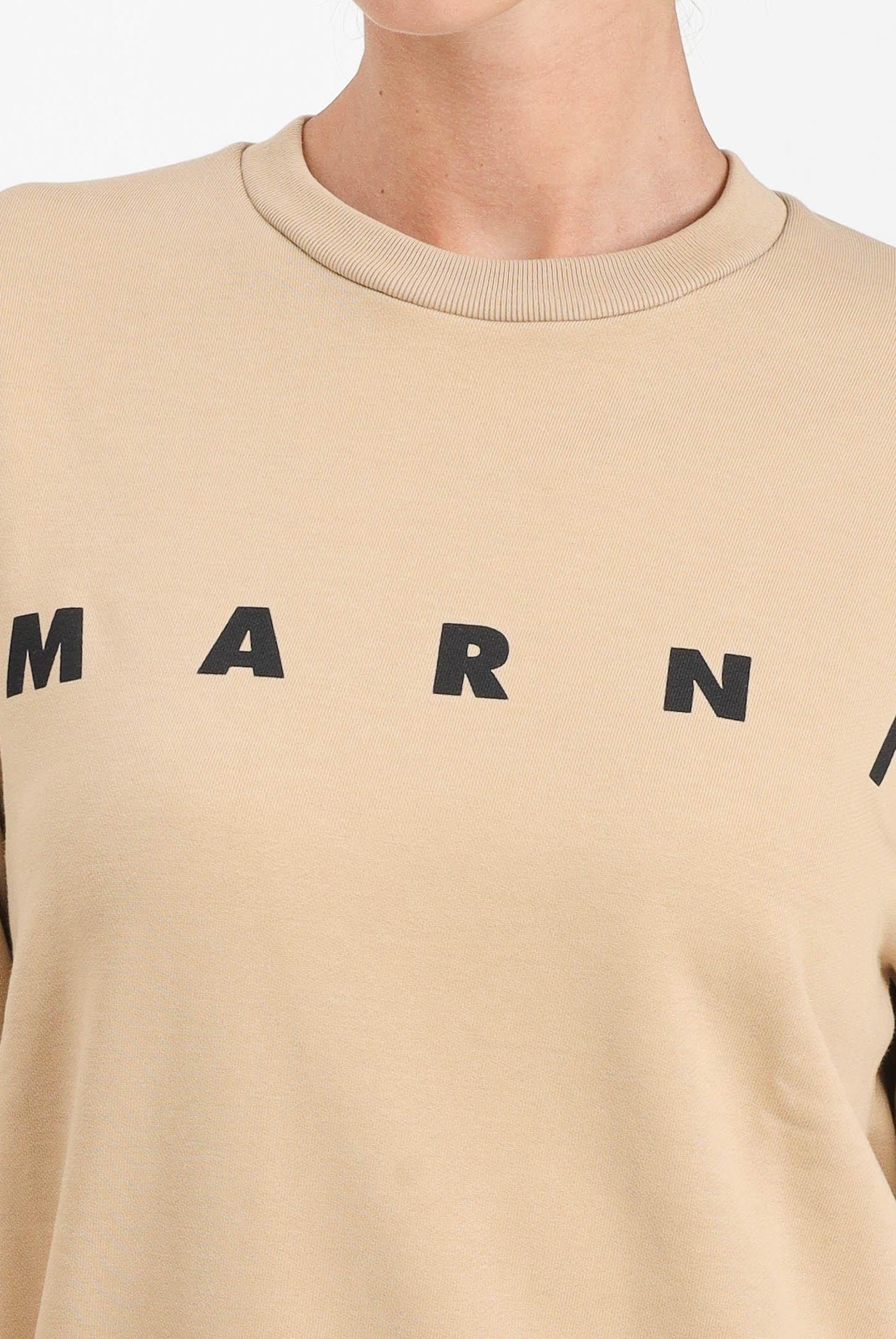 MARNI Felpa girocollo beige per donna, ragazzi e bambini con logo istituzionale M01612M00V0 0M715 MARNI